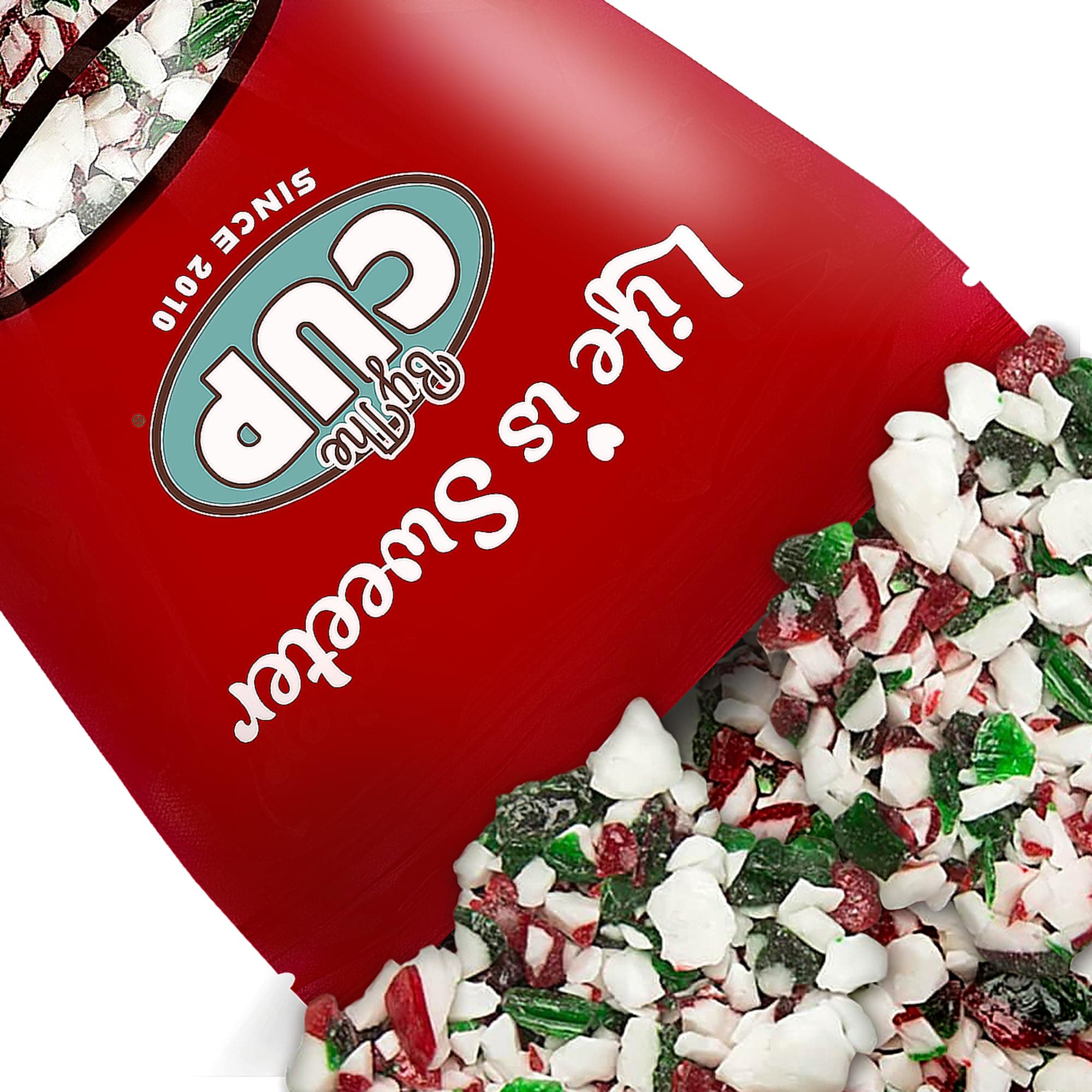 ﻿ Red, Green, and White Peppermint Candy Pieces, 2 Pound Bag
