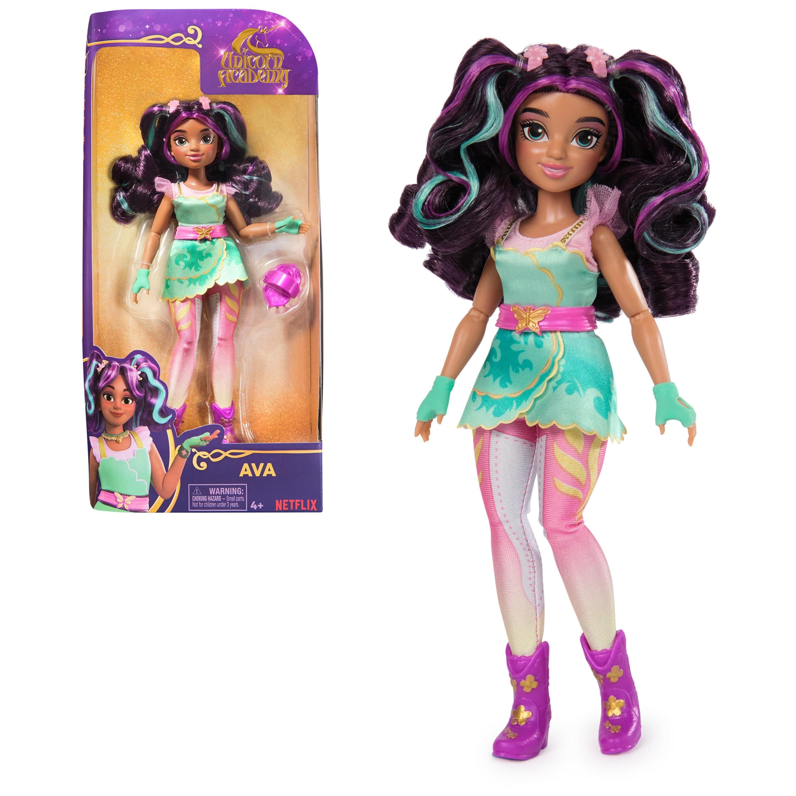 Unicorn Academy Ava Dressing Doll - The Original Doll from the Popular Netflix Series, 24 cm Tall and with 7 Accessories for Imaginative Role Play, for Children from 4 Years