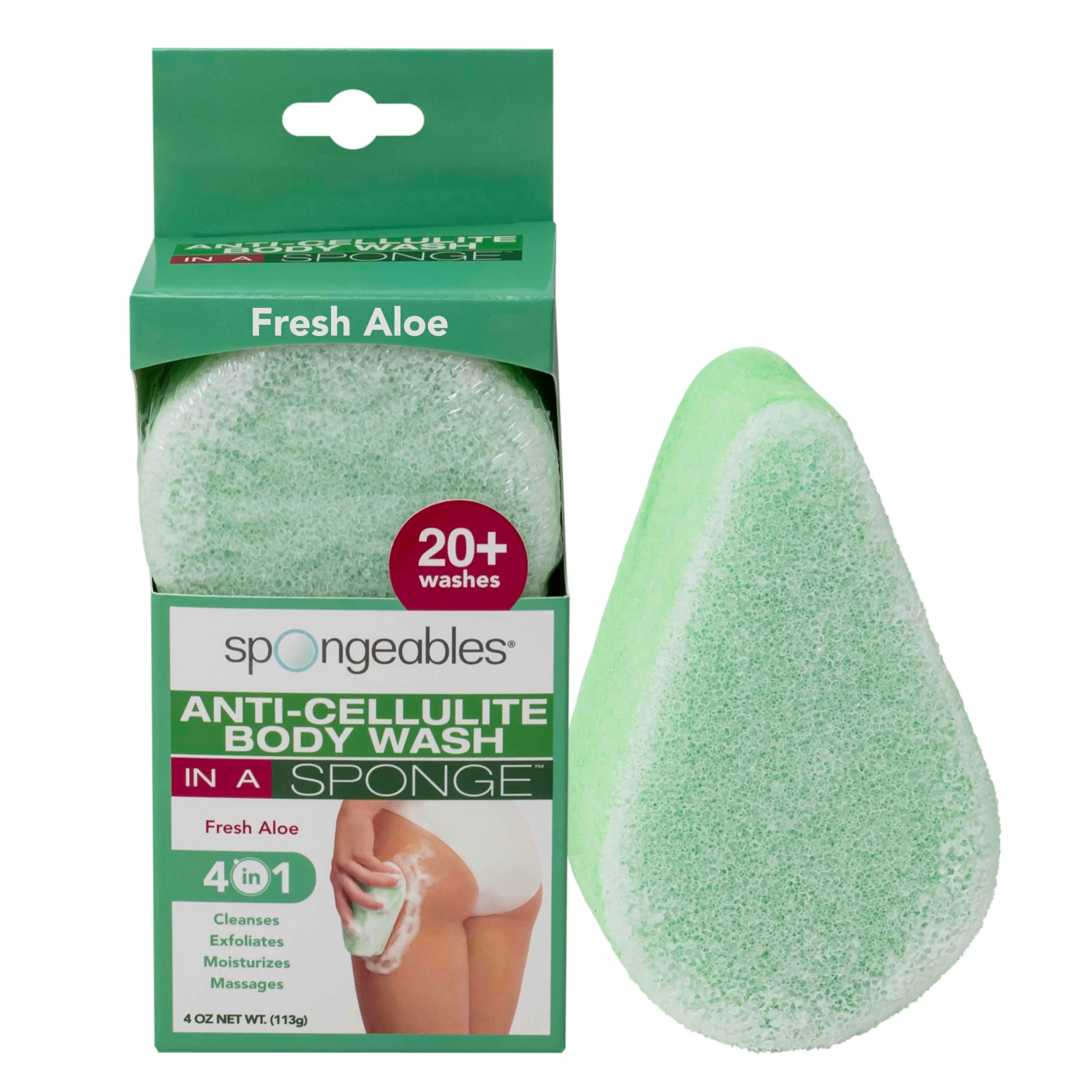 Spongeables Anti-Cellulite Body Wash in a Sponge, Moisturizer and Exfoliator, 20+ Washes