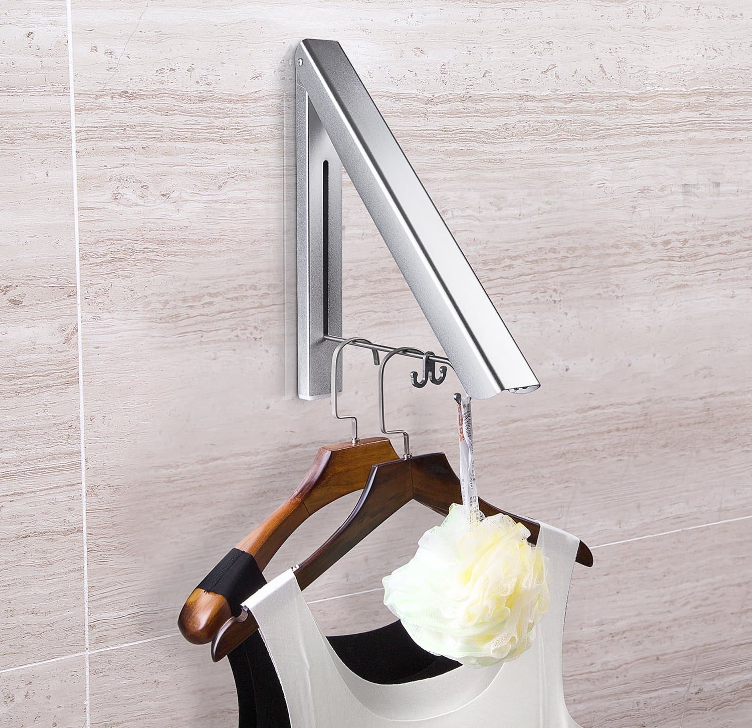 Foldable Coat Hanger, CompraFun Stainless Steel Folding Wall Hanger Portable Space-saving Clothes Storage Hanger Rack