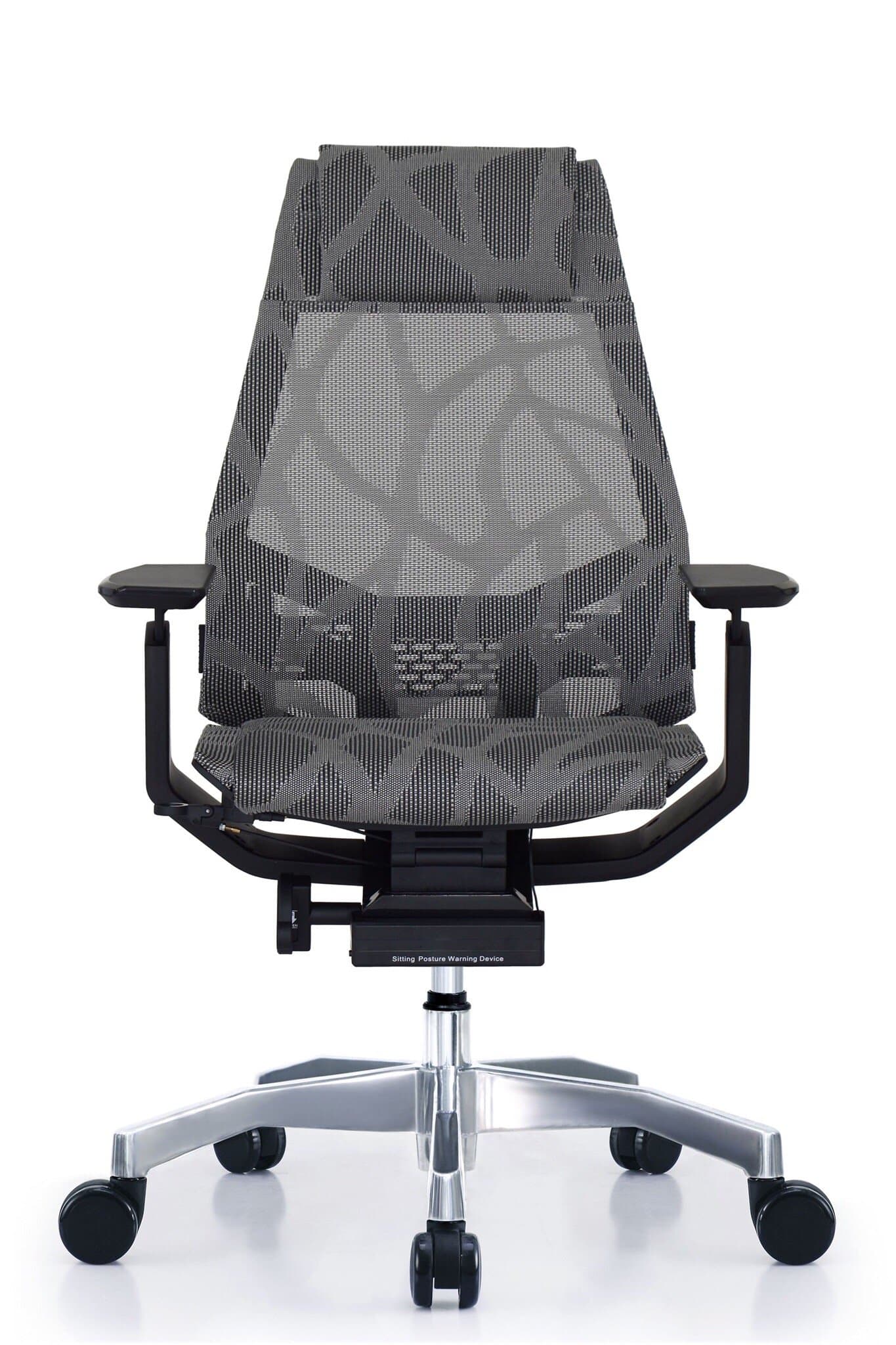 Bodylux Smart Task Hi Swivel Office Work Chair Chrome Base with Headrest (Black) (Grey Mesh)