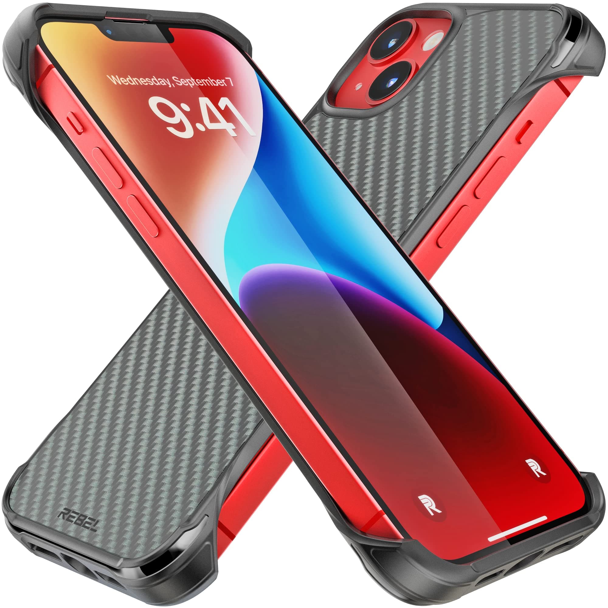 REBEL Case for iPhone 14 Plus [Flex Series] Exposed Sides Comfort, Aramid Fiber, Strong MagSafe Compatible, Protective Shockproof Corners, Upgraded Frameless Cover 14+ 6.7 Inch Phone 2022 (Flex Black)