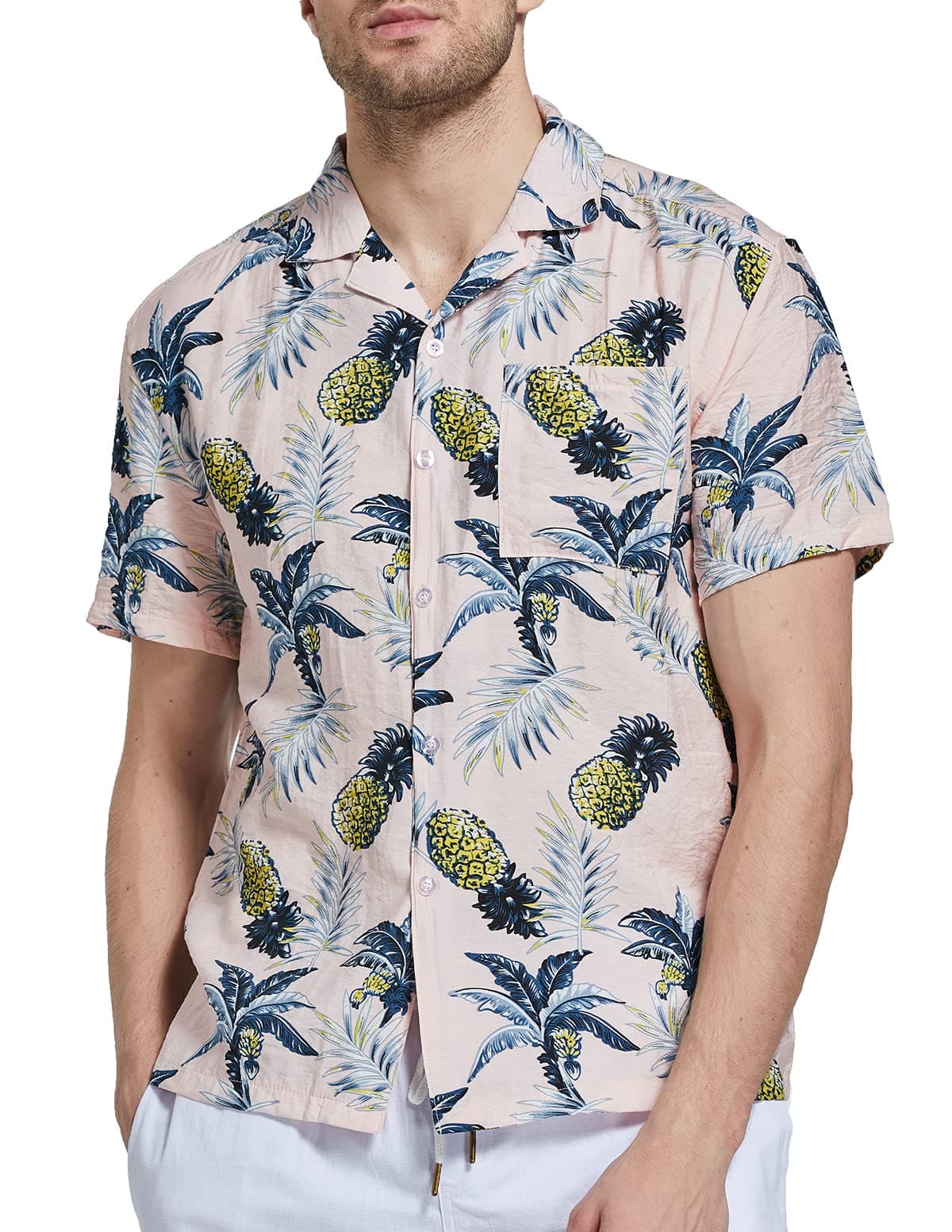Janmid Mens Floral Hawaiian Shirts Short Sleeve Button Down Beach Shirts