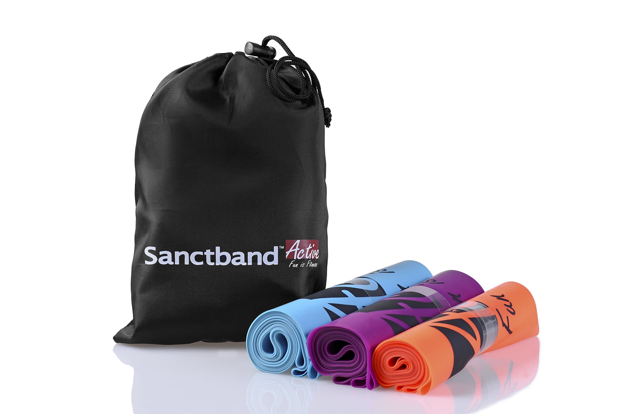 SanctbandActive EX-Band 1.5 Meter Retail Box Amber, Purple, Teal. Size: 0.25/0.30/0.40 Mm(T) x 15Cm(W) x 1.5M(L) Exercise Band (Medium, Heavy, Extra Heavy) Resistance Training