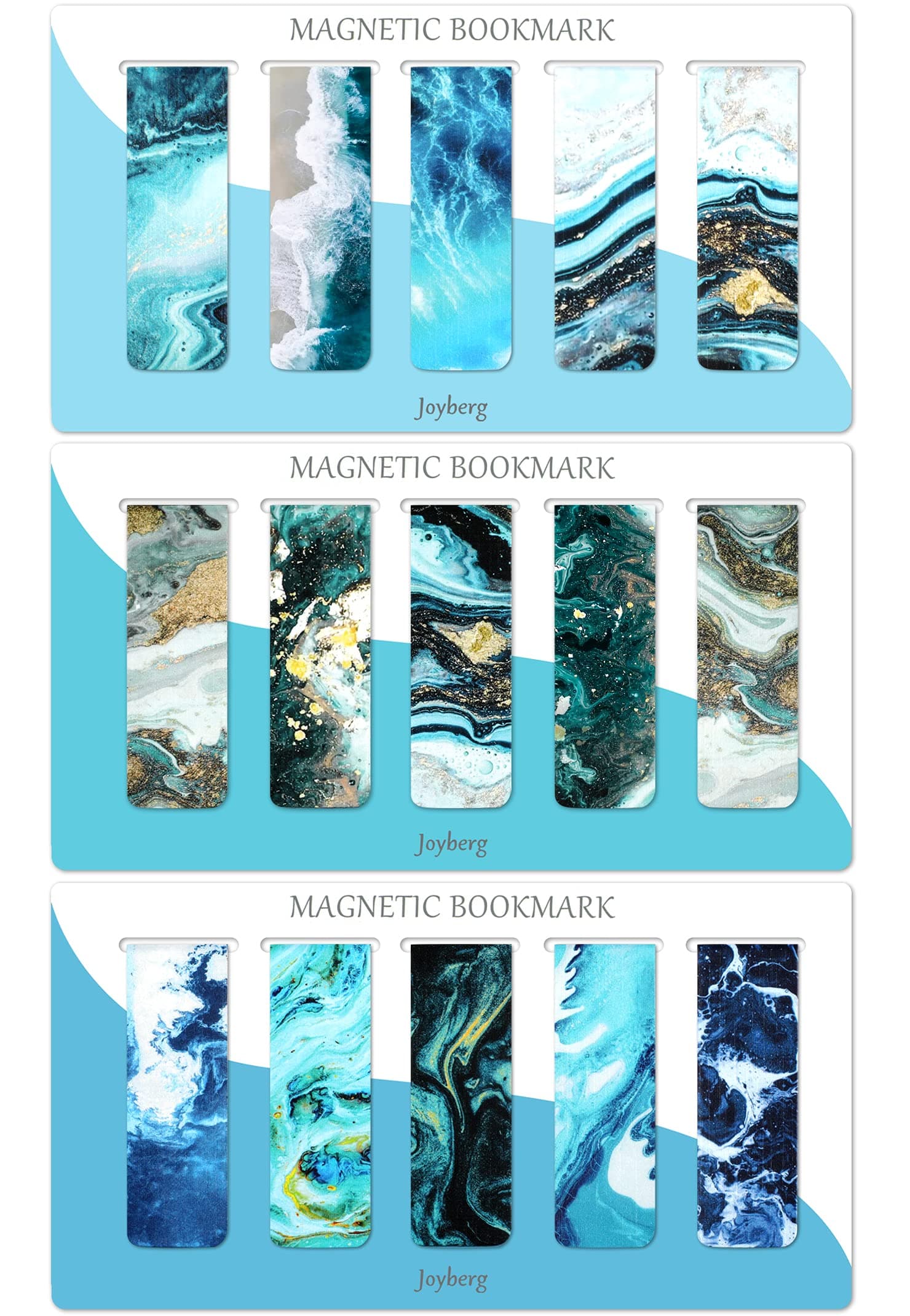 15 Pieces Bookmarks, Magnetic Bookmarks for Women, Men, Book Lovers, Page Markers for Students Teachers Reading (Multi Ocean)