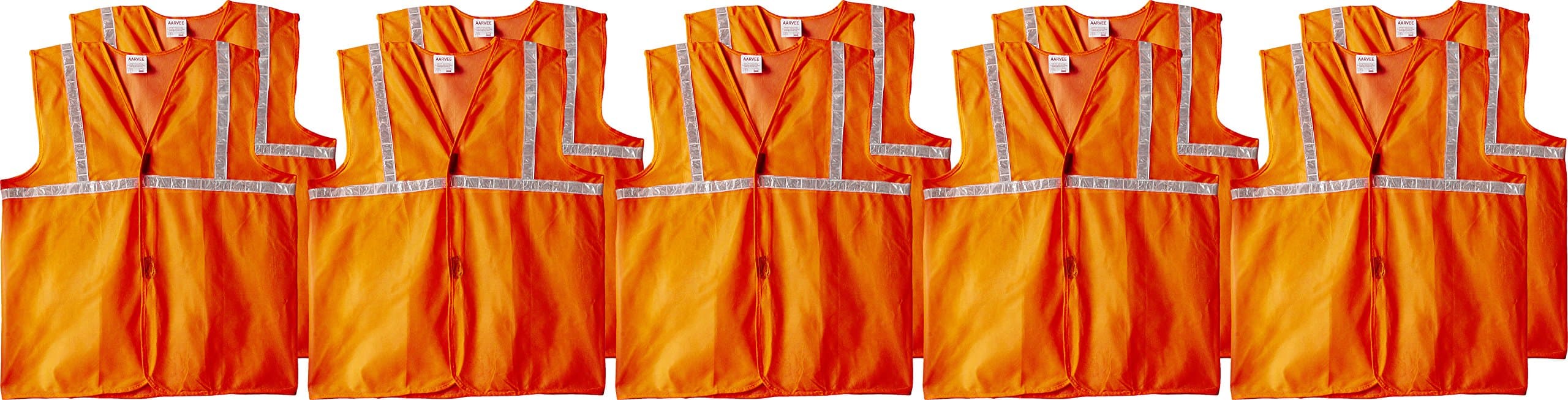 Aarvee Safety Jacket Cloth 50 gsm 1" Reflective Tape - Orange (Pack of 10)