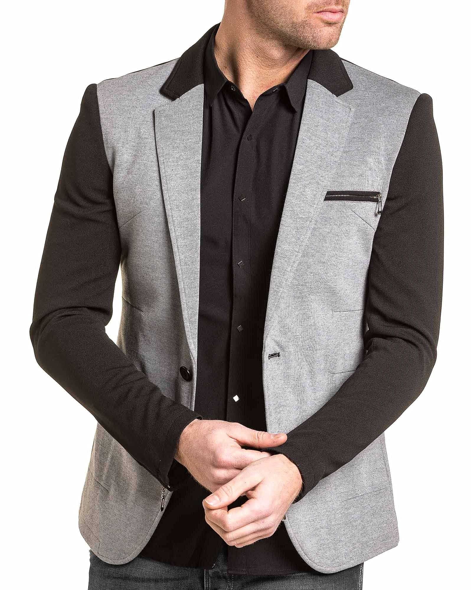 BLZ Jeans blazzer Gray Suit Jacket and Black Stylish Man