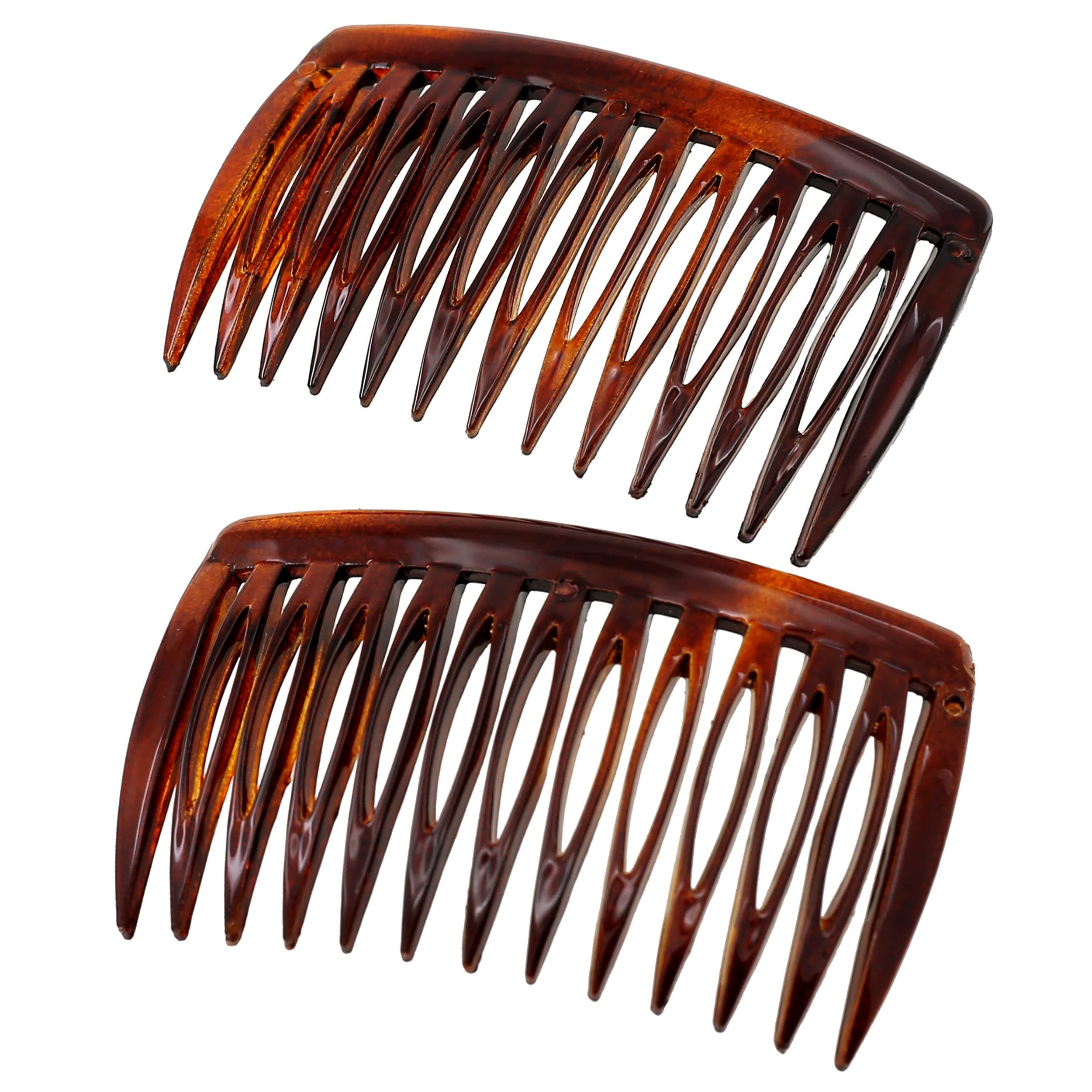 Paris French Tortoise Shell Hair Side Combs, Strong Hold Grip Hair Clips for Women, No Slip and Durable Styling Girls Hair Accessories, Made in France with Cellulose