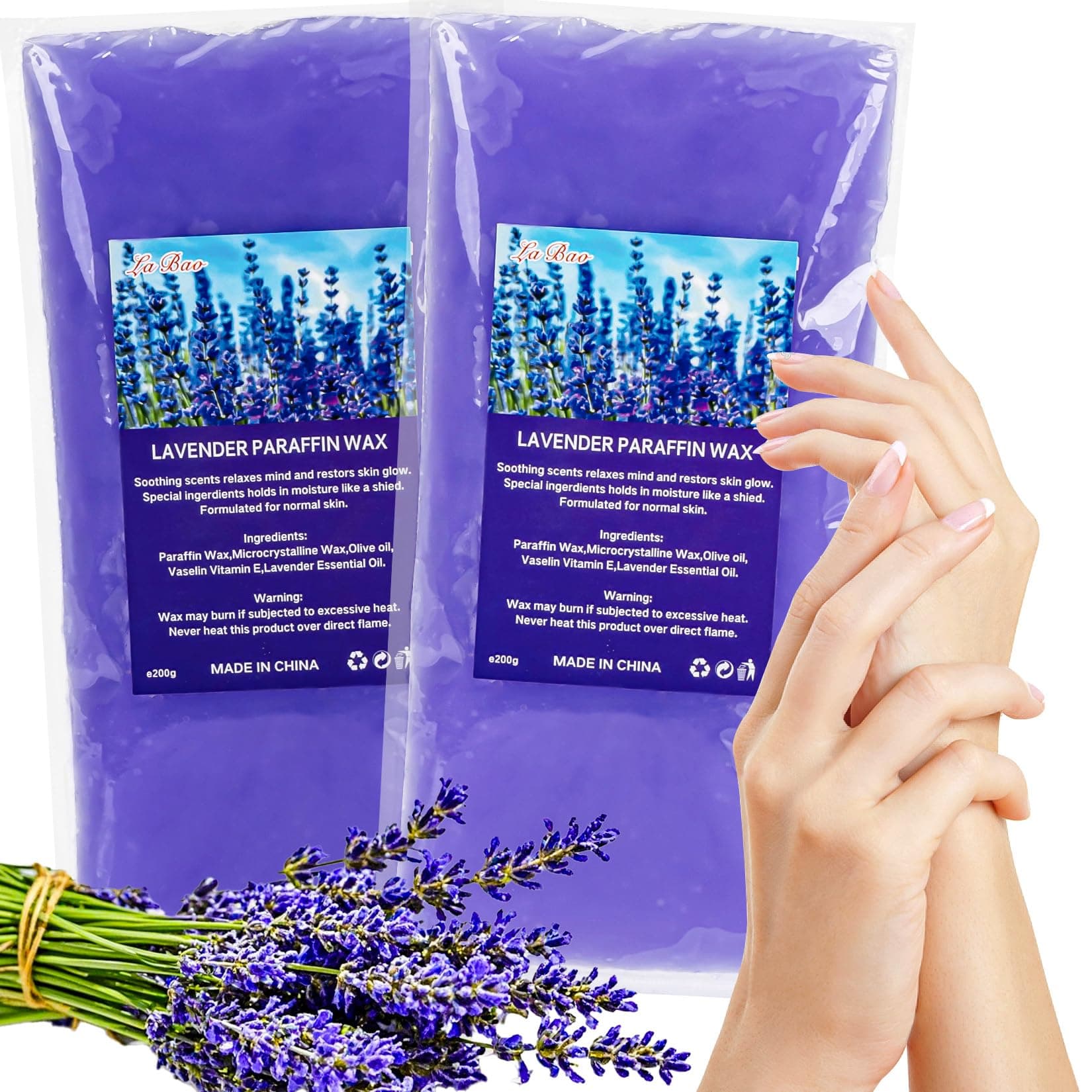 Paraffin Wax for Hand and Feet - 2 Pack Lavender Scented Paraffin Wax Refills Hand Wax for Dry Skin, Hydration Nourish