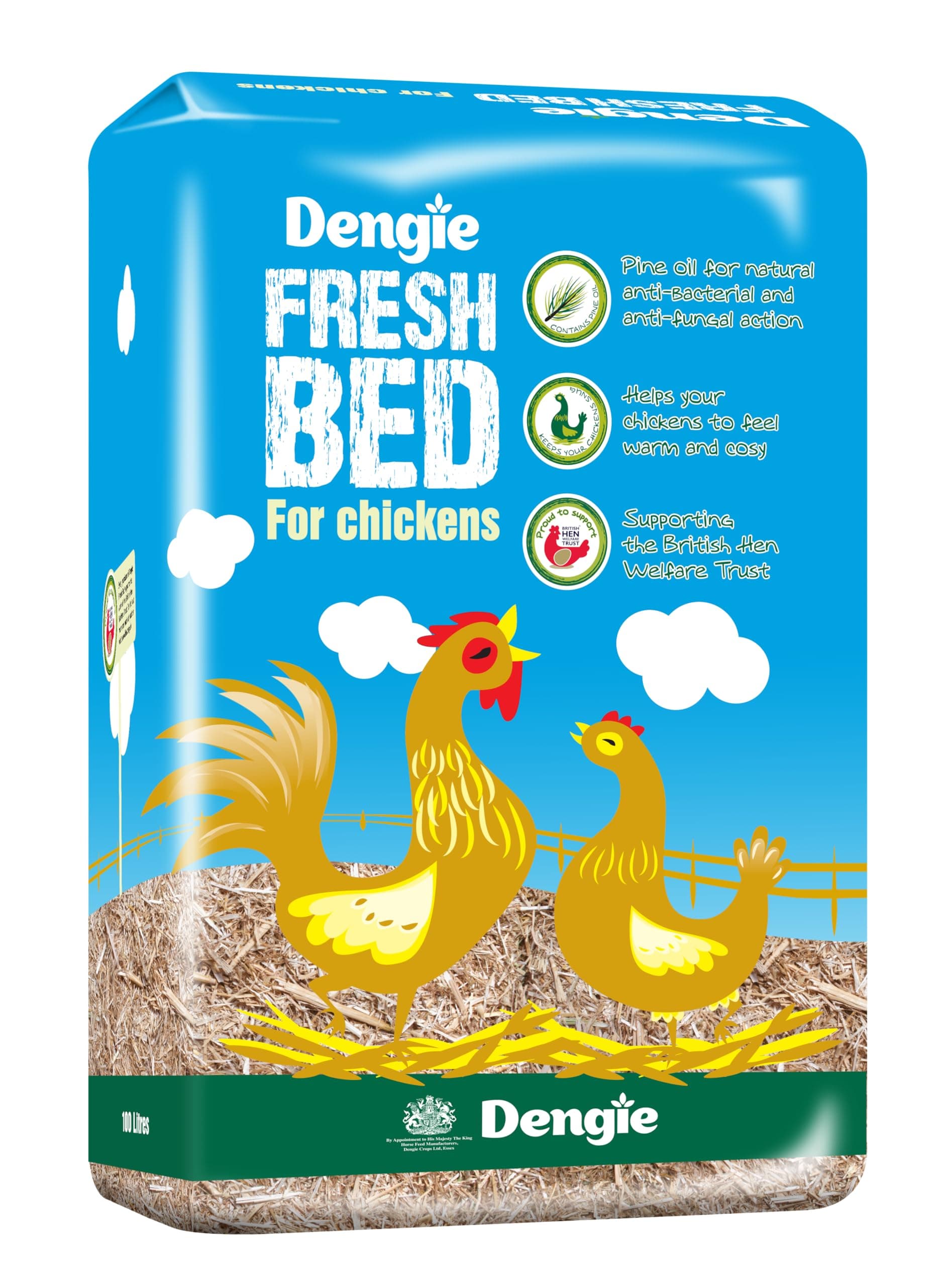 Fresh Bed for Chickens Great Value 100 Litre Bale - Chopped Dust Extracted Straw Bedding for Poultry - Includes Pine Oil - Compostable Bedding