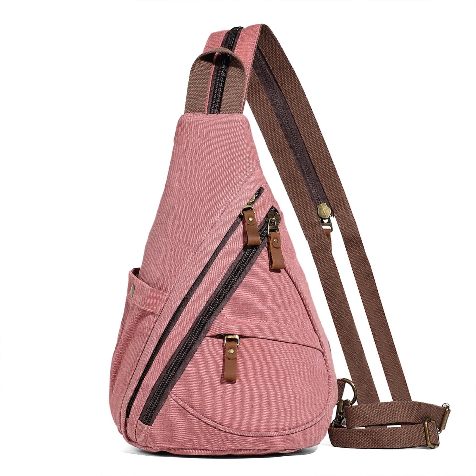 KL928 Canvas Sling Bag - Small Crossbody Backpack Shoulder Casual Daypack Rucksack for Men Women(Large Version, Rust Red)