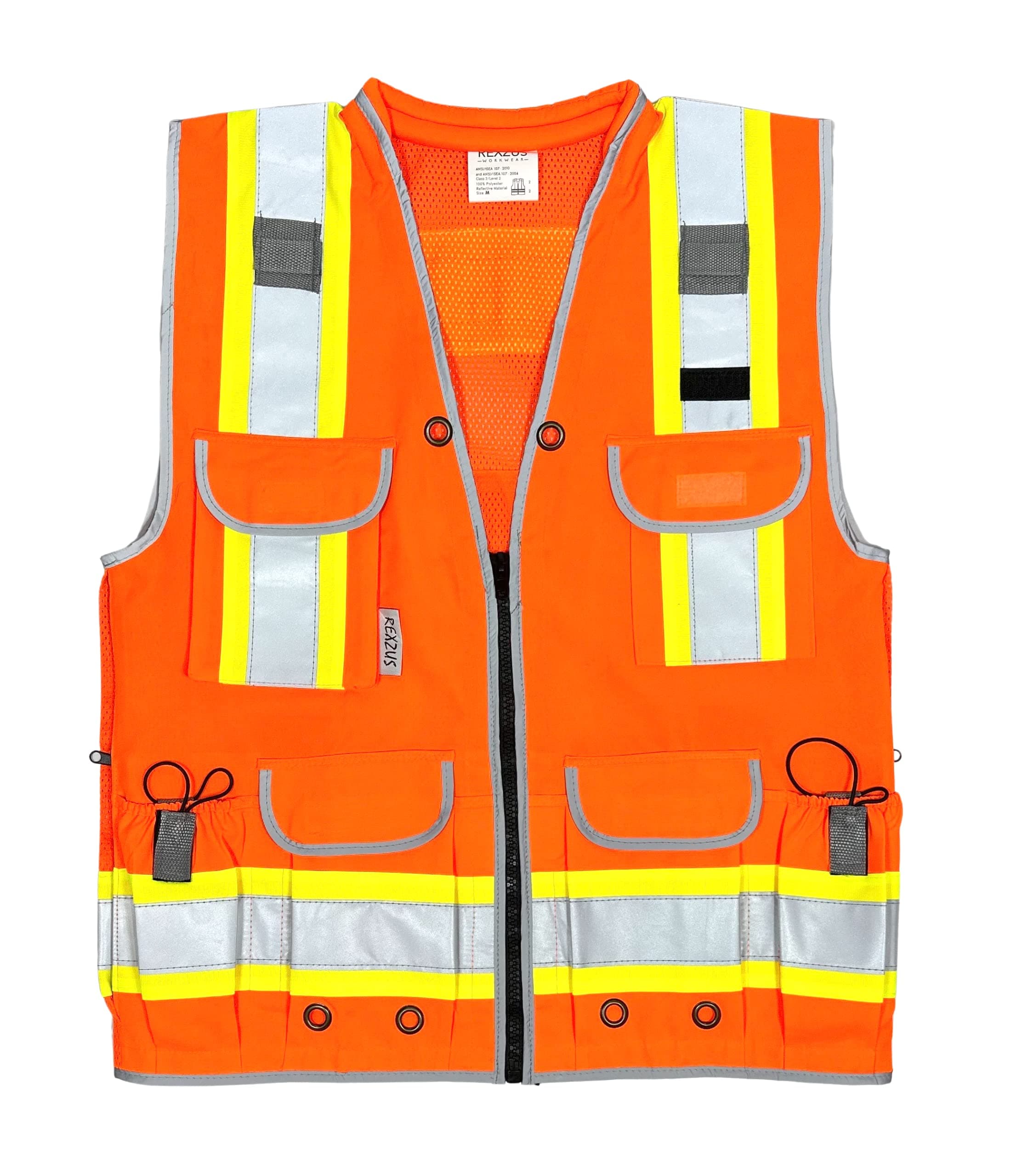 REXZUS A Reflective Safety Vest For men Class 2 Heavy Woven Two Tone Engineer Hi Viz Safety Vest 3M Tape