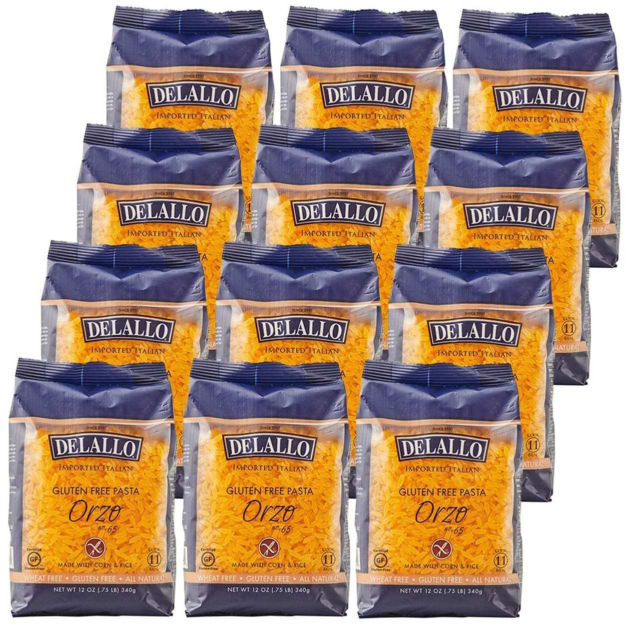 Gluten Free Orzo Pasta, Made with Corn & Rice, Wheat Free, 12oz Bag, 12-Pack