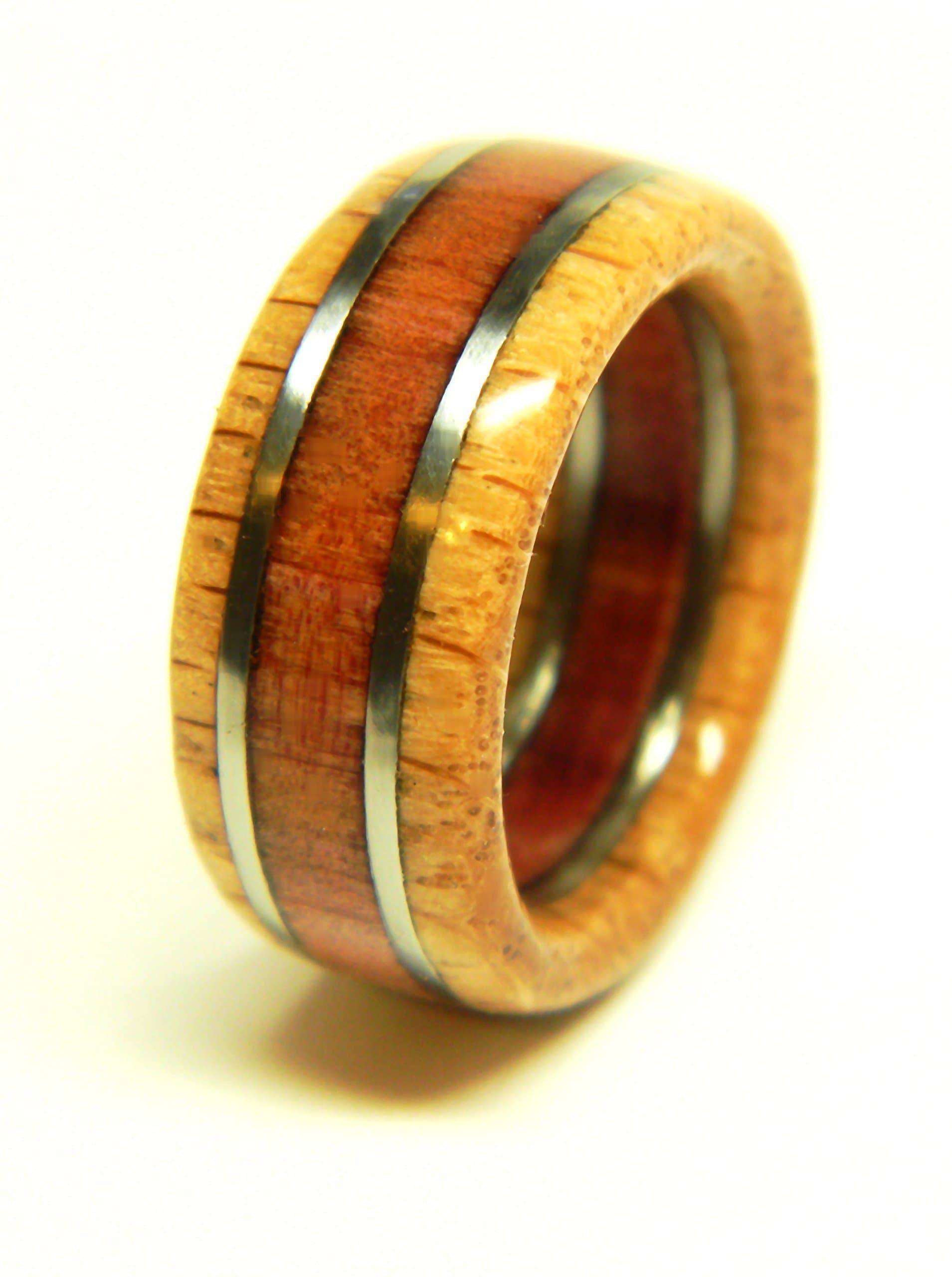 Unique Mens Ring by Saxon Woodworks | Red Cedar And White Oak Mens Ring | Mens Wood Ring