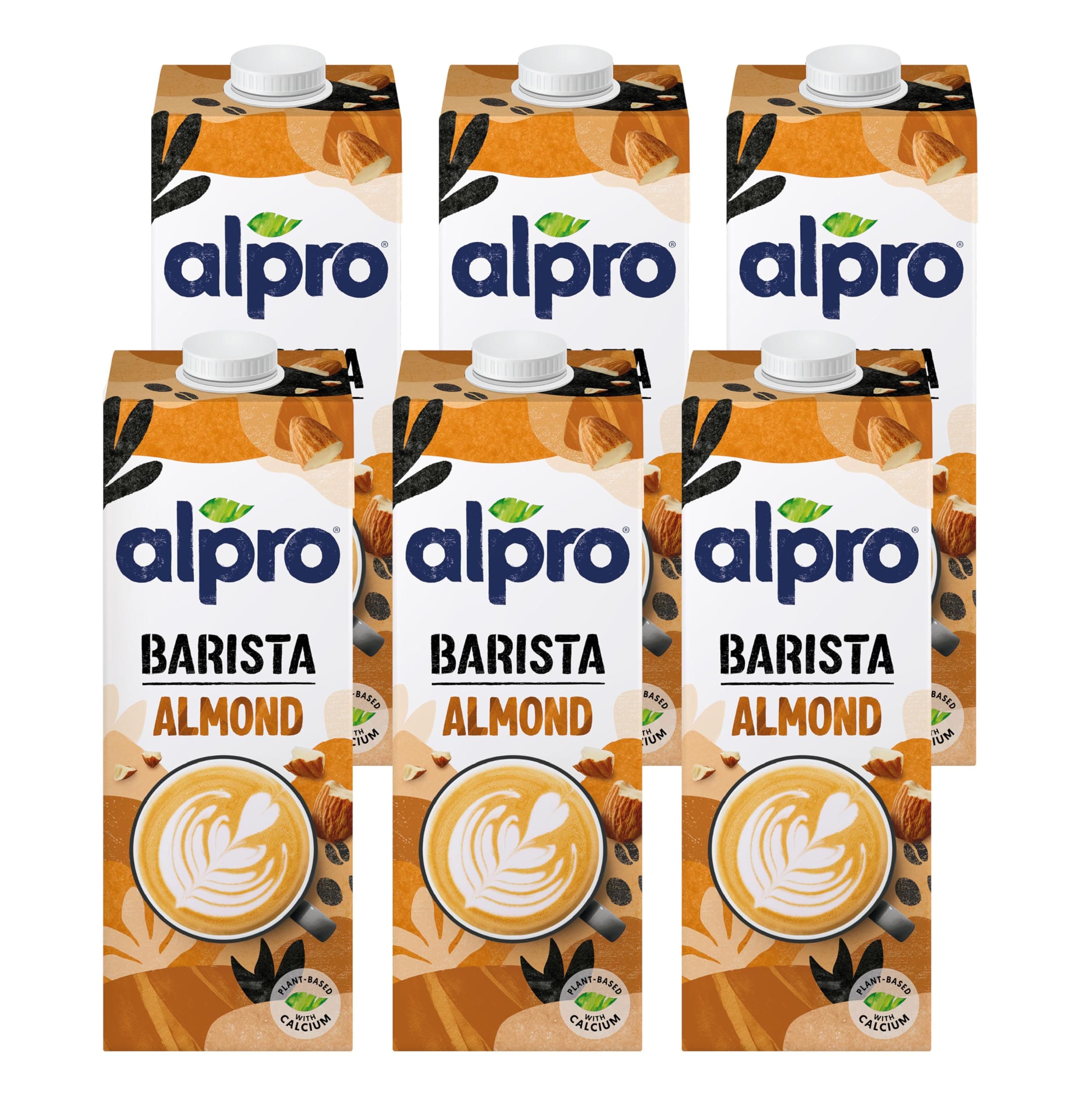 Alpro Barista Almond Drink, 100% Plant-Based, Lactose & Dairy Free - 6x1L