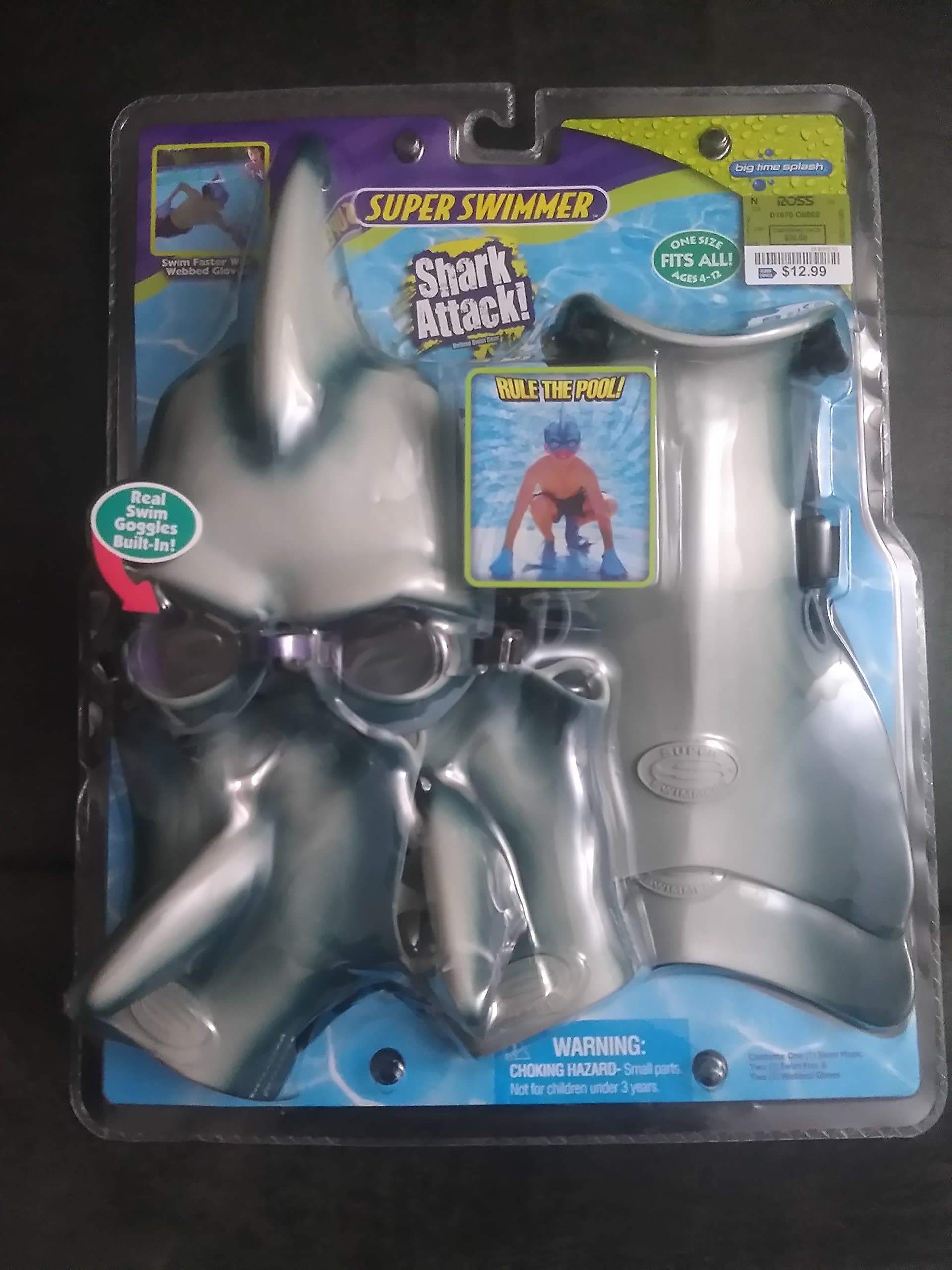 Shark Attack ~ Super Swimmer Set (One Size Fits, All Ages 4-12)