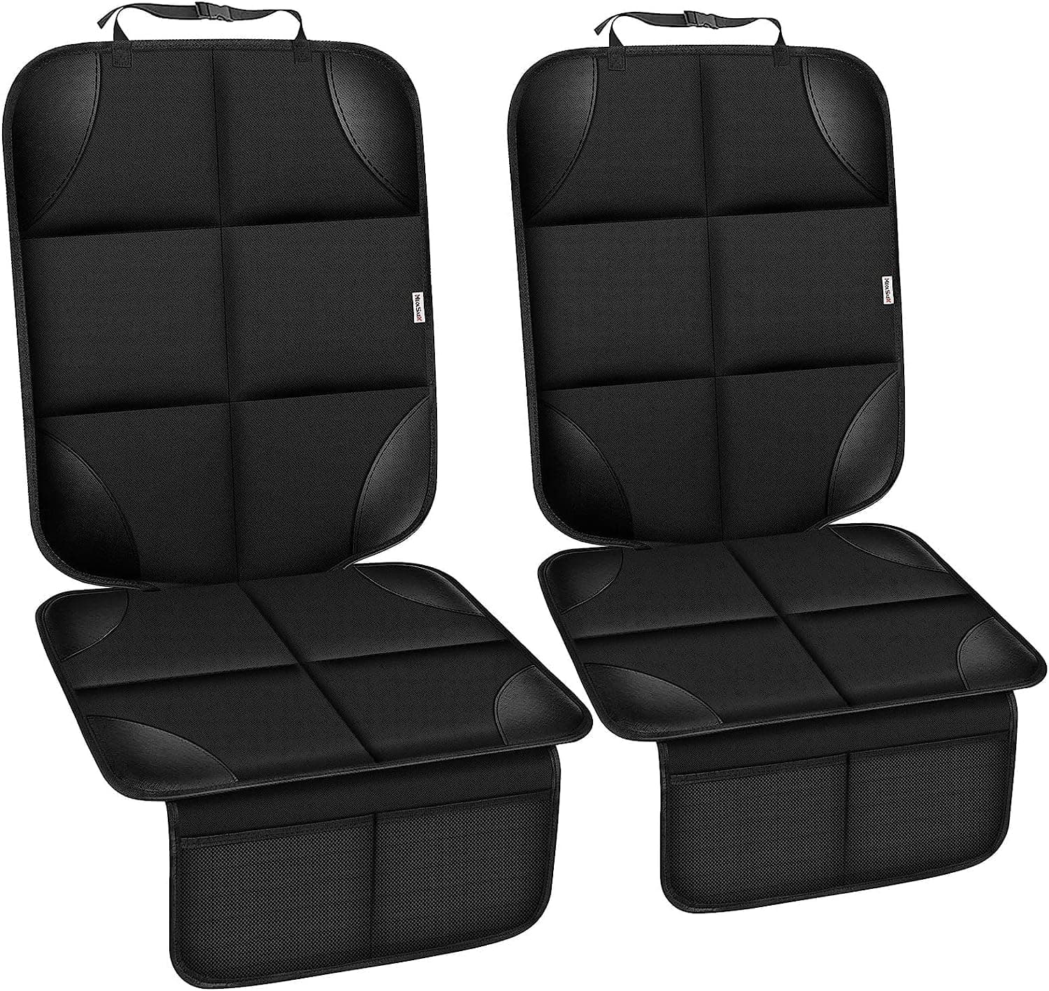 Meolsaek Car Seat Protector for Child Car Seat, Durable 600D Fabric Waterproof Car Seat Cover with Thick Pad Non-Slip Backing,No Imprints (Black 2pcs)