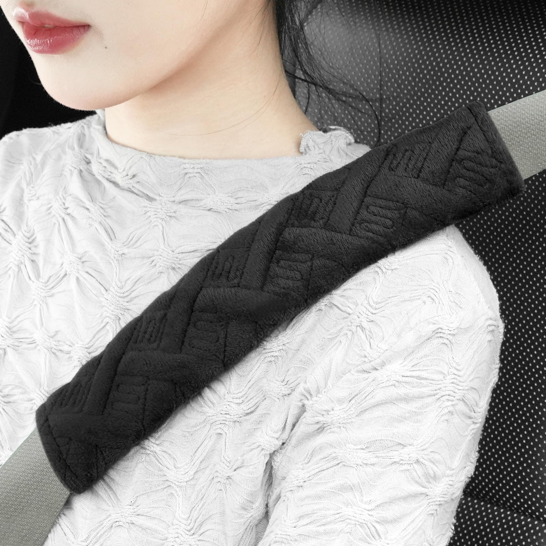 JUSTTOP 2-Pack Universal Car Seat Belt Pads Cover for A More Comfortable Driving, Seat Belt Shoulder Strap Covers Harness Pad for Car/Bag(Black)