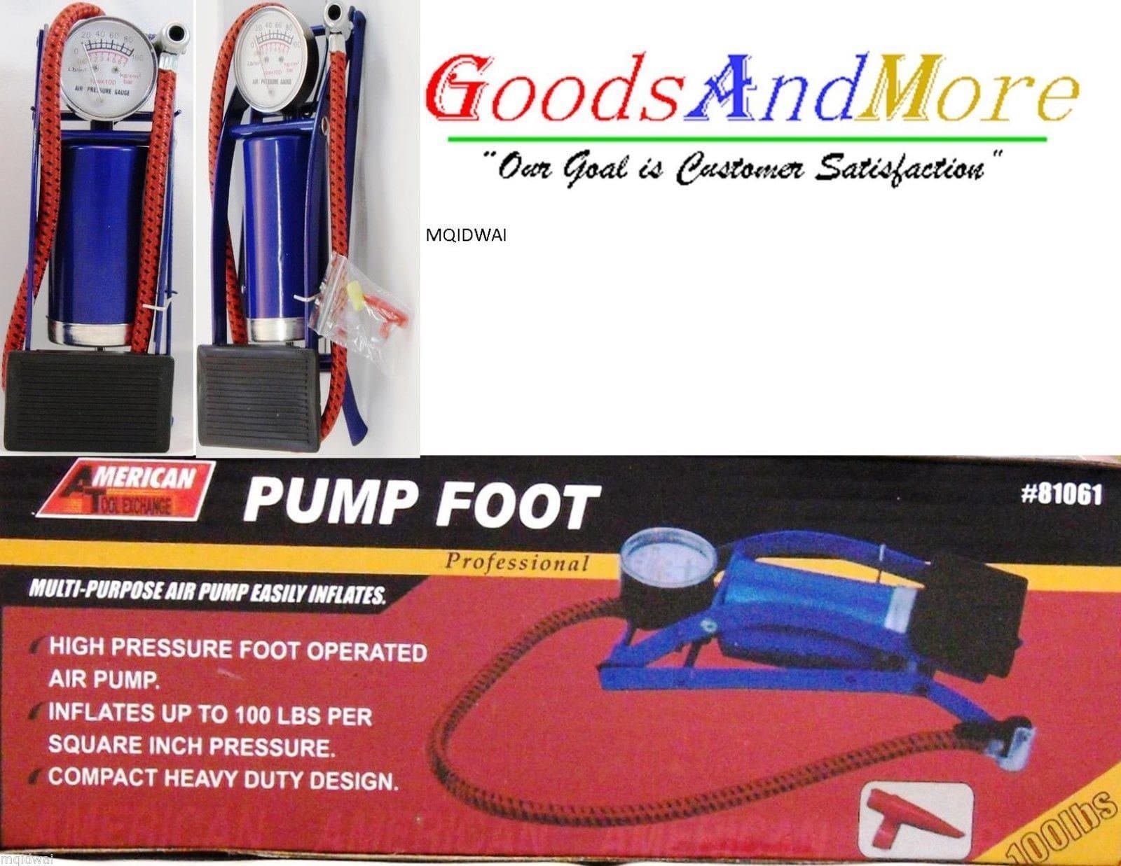 Foot Air Pump NEW Inflates up to 100psi Inflate Vehicle Tires/bicycle/bike/balls