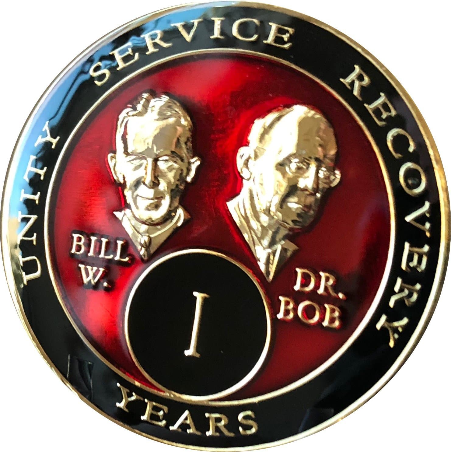 1 Year Founders Red Tri-Plate AA Medallion Bill & Bob Chip