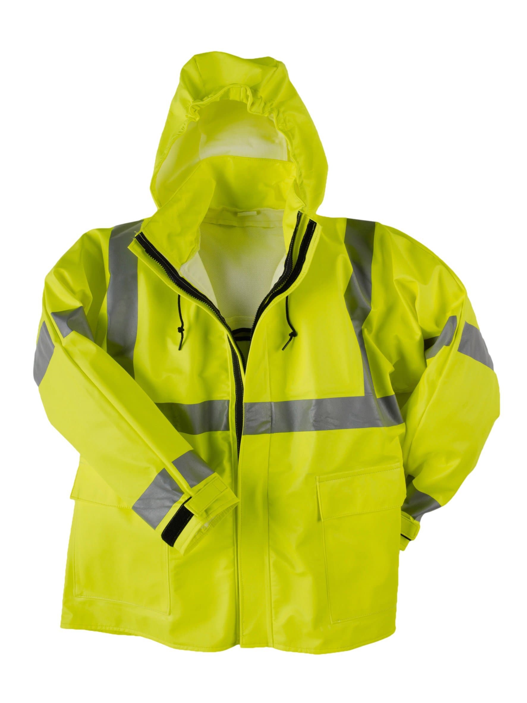 Neese 217AJ Polyurethane/FR Cotton Flex Arc Series ANSI Class 3 Jacket with Tuck-Away Hood, 2X-Large, Fluorescent Yellow
