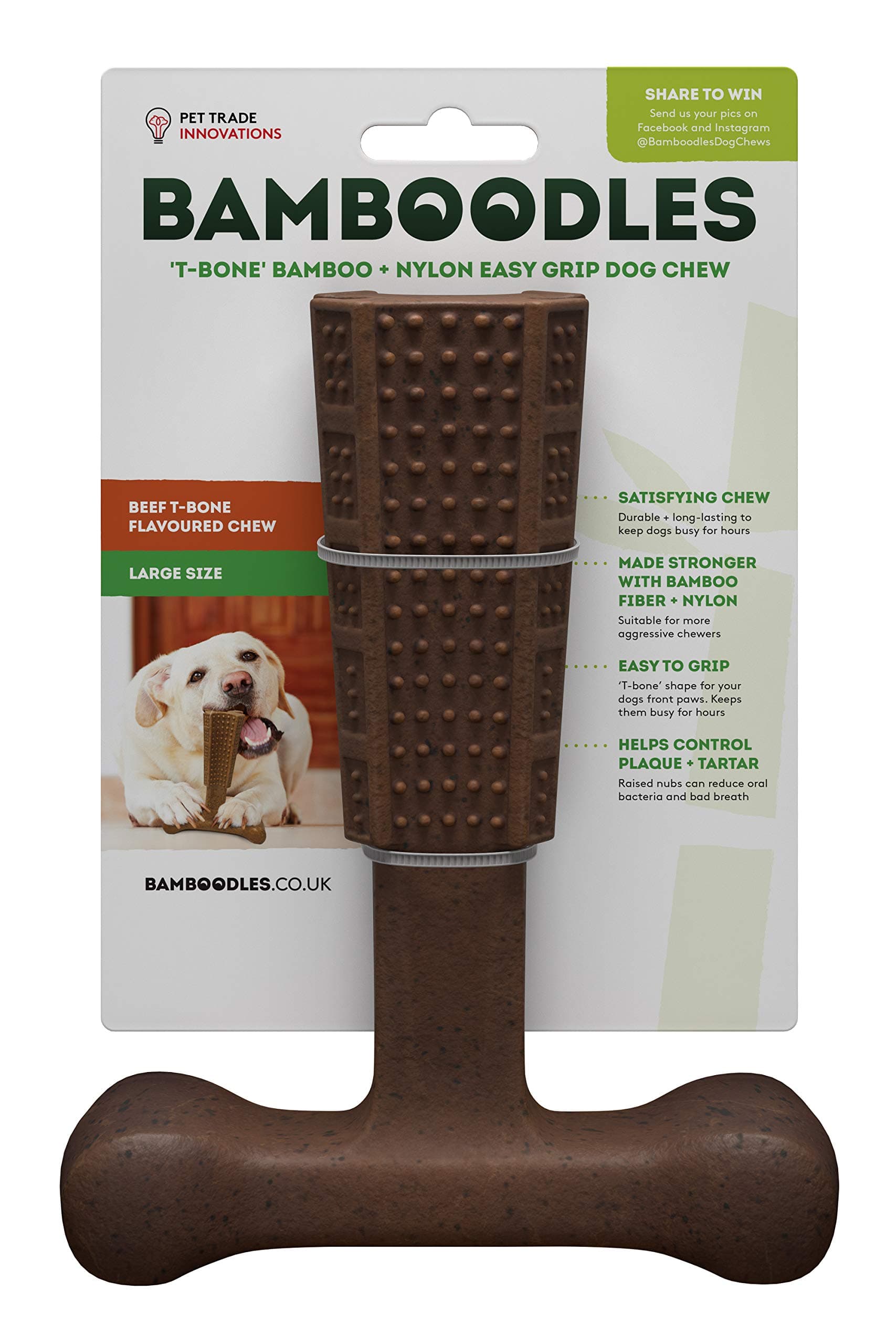 Bamboodles T-Bone Dog Chew for the most even the most aggressive of chewers LARGE BEEF
