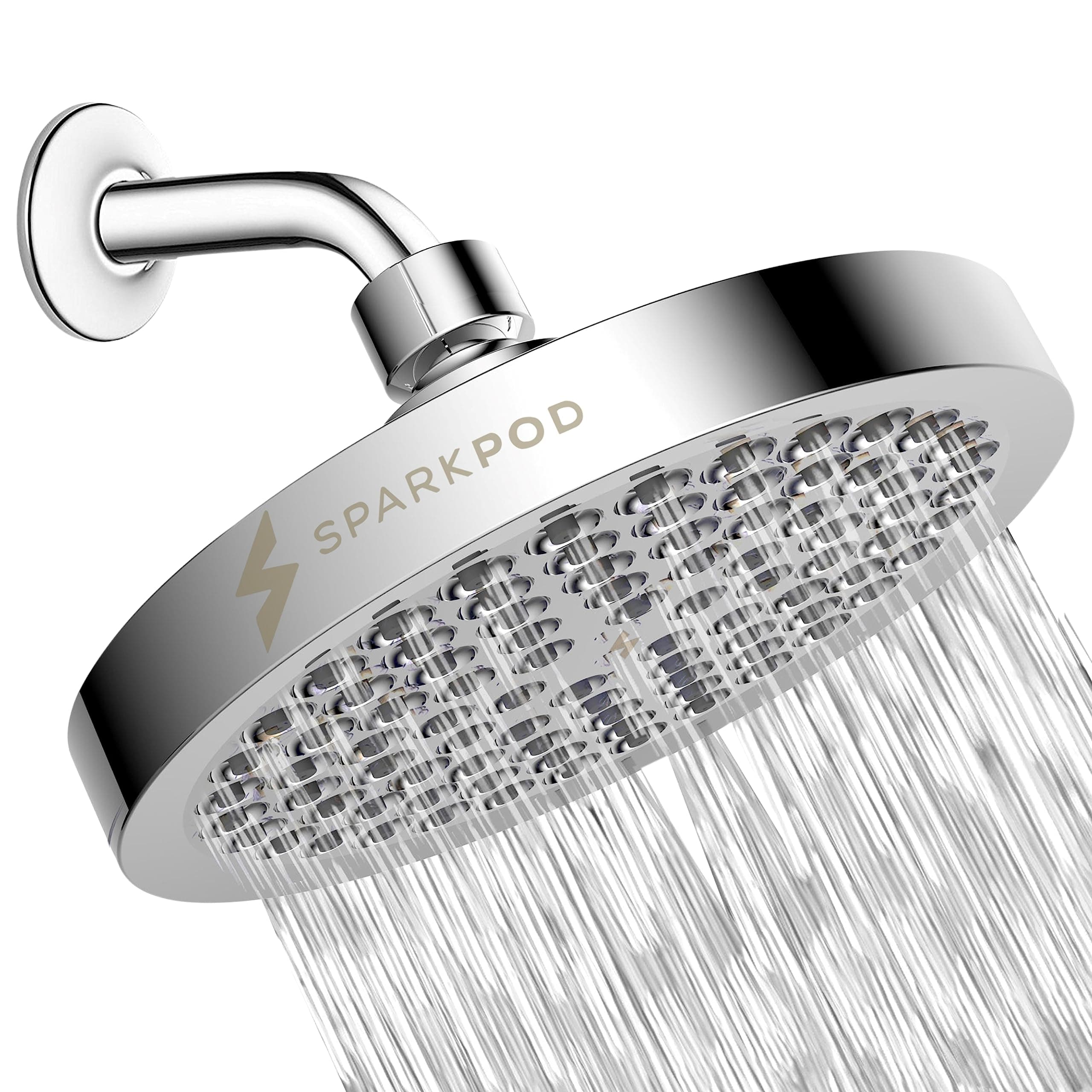 - SparkPod Shower Head - High Pressure Rain - Premium Quality Luxury Design - Easy Clean Adjustable Replacement for Your Bathroom Shower Heads (Luxury Polished Chrome, 6 Inch Round)