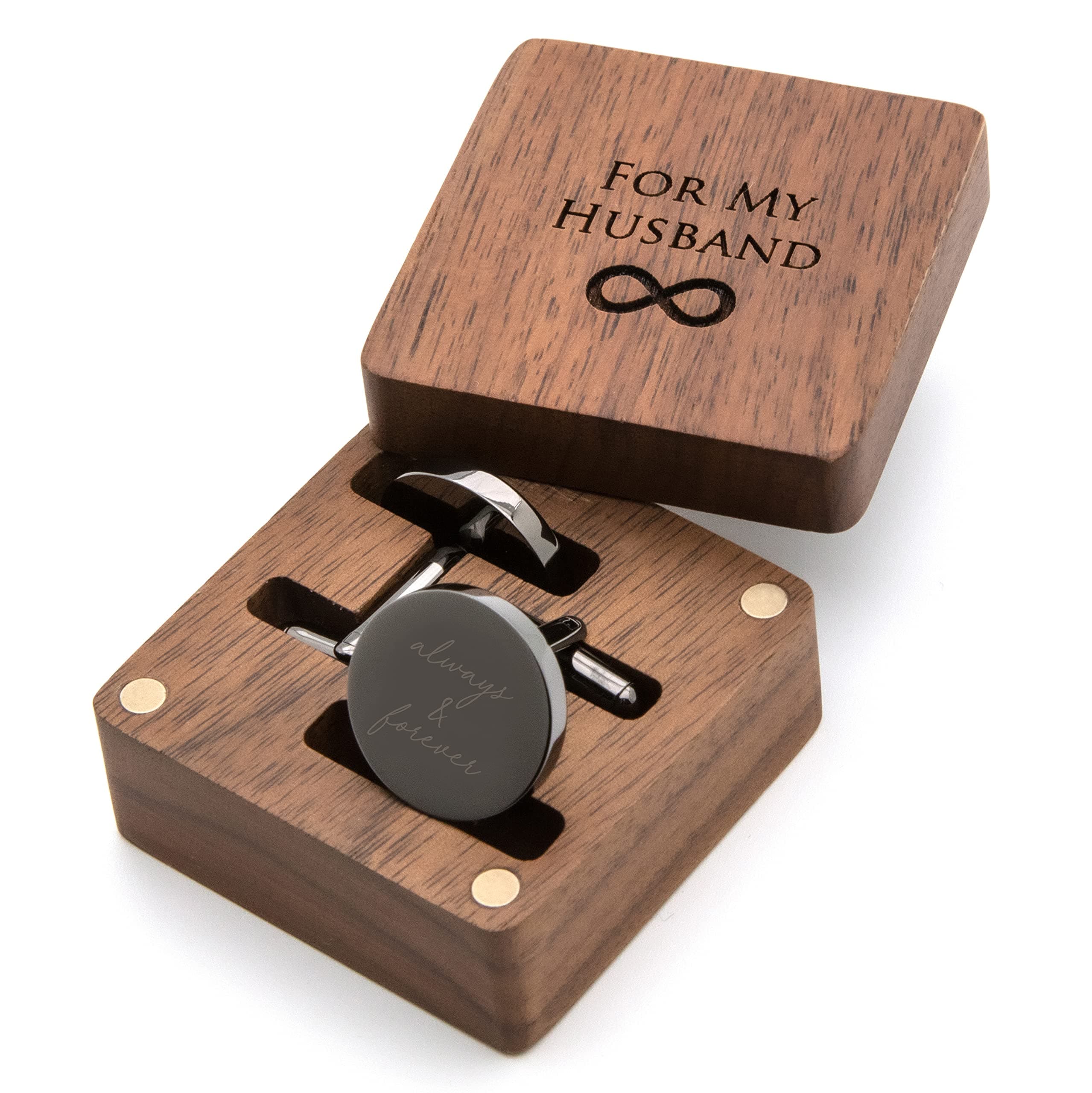 Cufflinks with Engraved Wood Gift Box