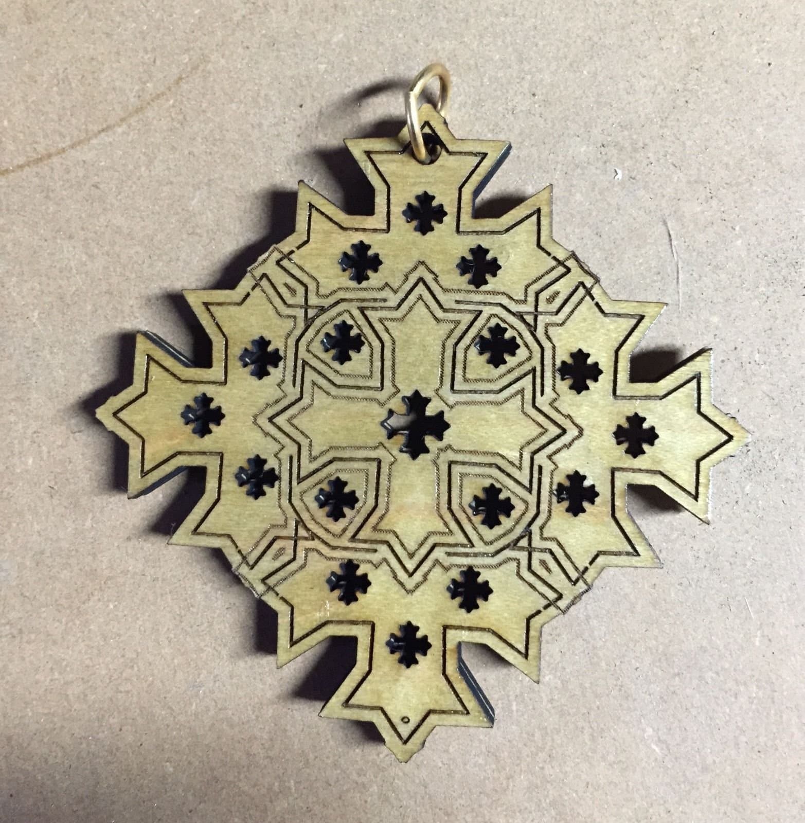 Laser Carved Wooden Coptic Cross, Orthodox, Christian Jesus