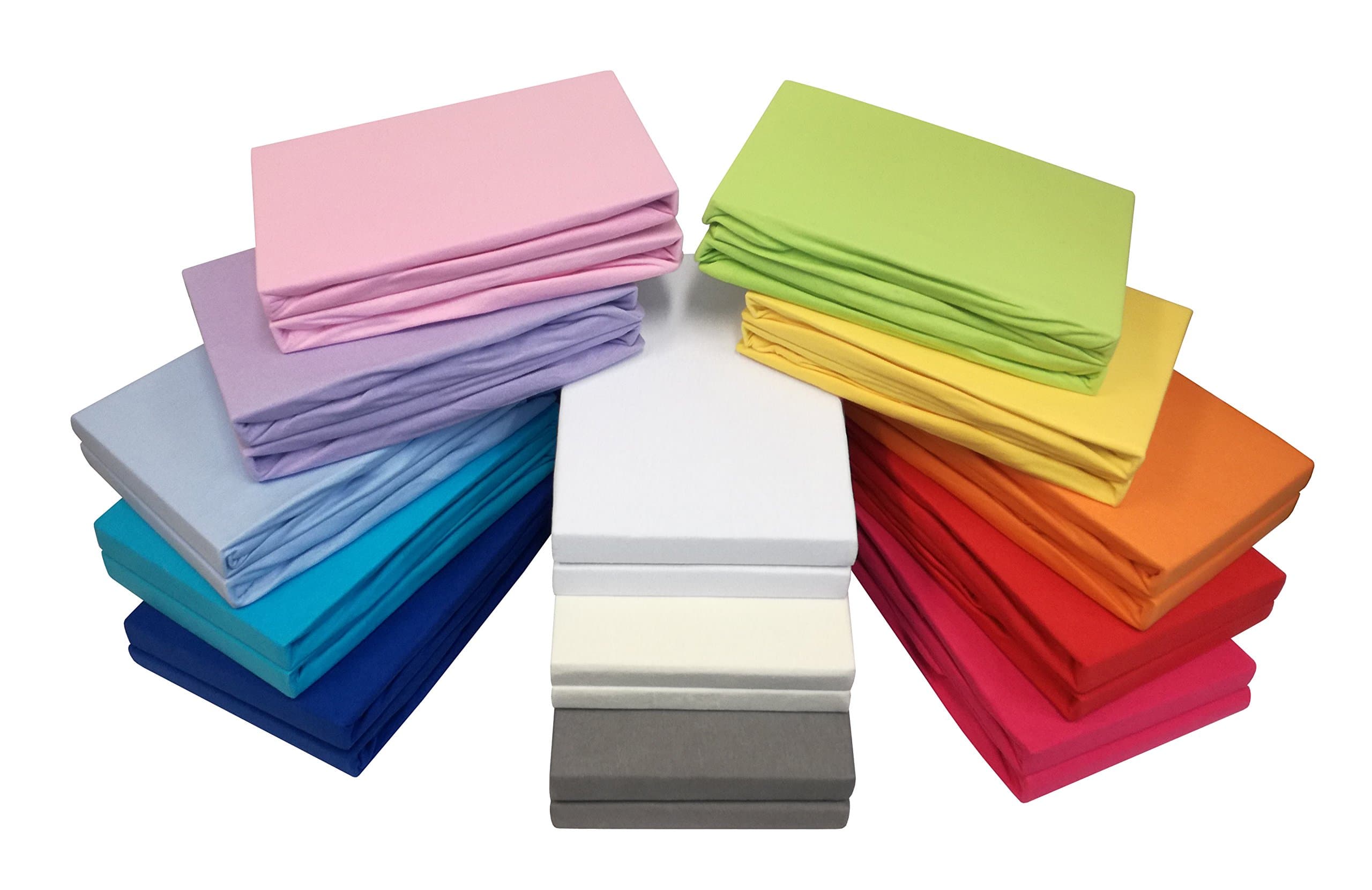 Set of 2 Jersey Baby Children's Fitted Sheet 60 x 120 – 70 x 140 cm 100% Cotton in various Colours