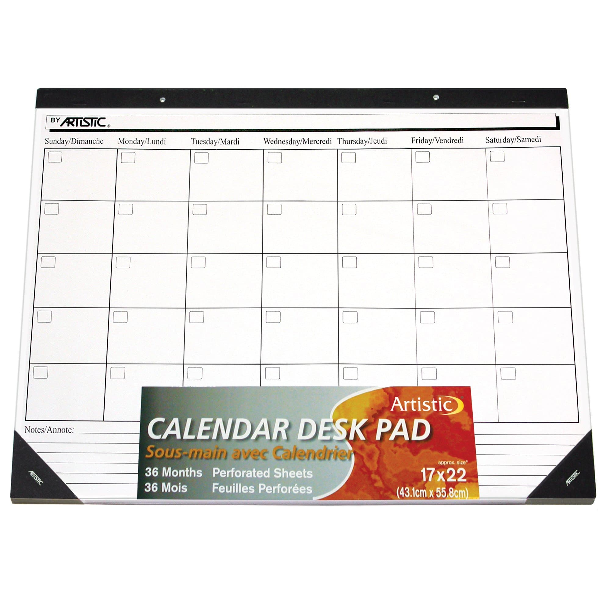 Artistic Office Products Undated Monthly Calendar Desk Pad Planner, Schedule and Write Notes, Protects Desktop from Scratches and Spills, 36 Sheets, 17" x 22", White Paper (50020)