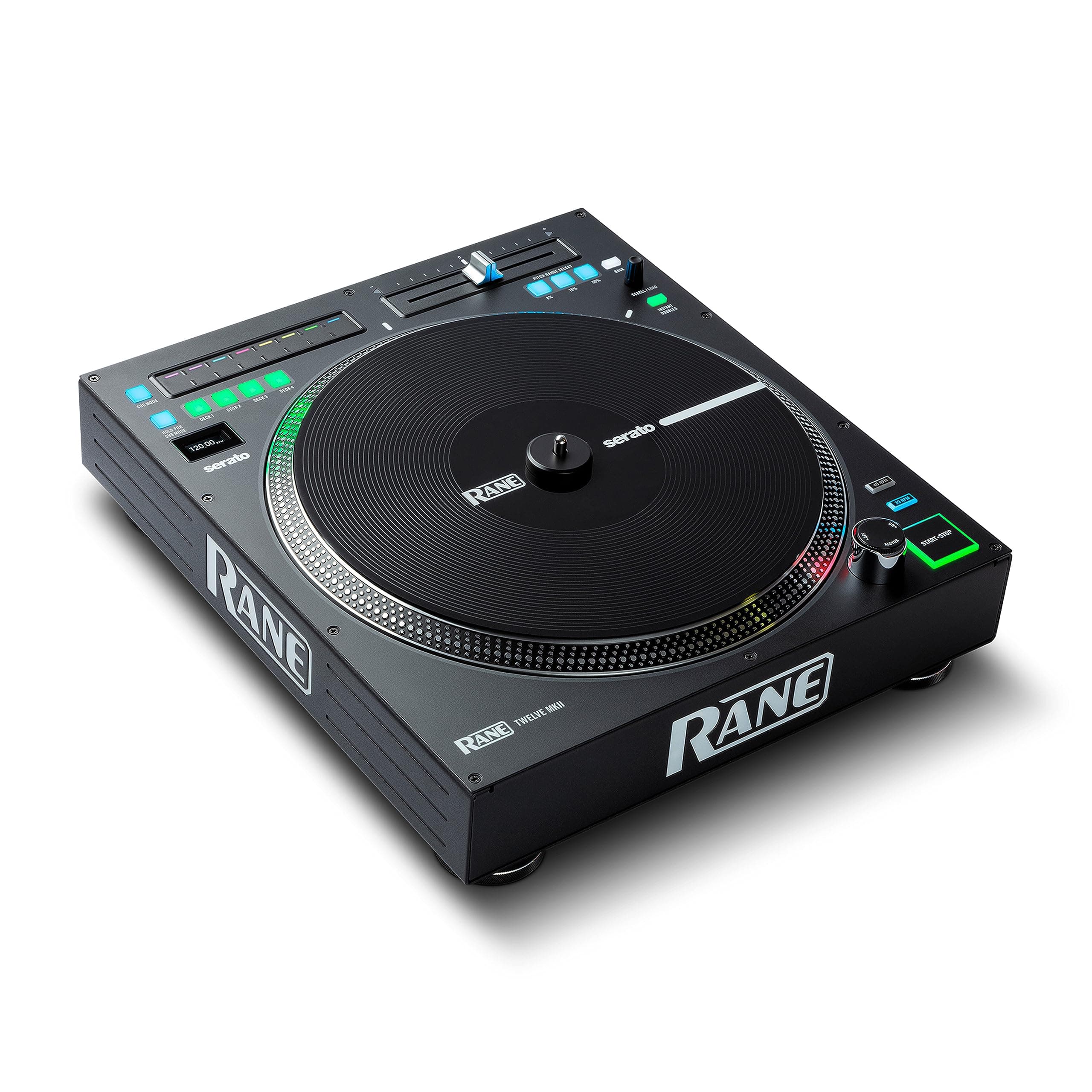 RANE TWELVE Motor-Driven 12" Binal Turntable MIDI Controller, Supports DVS/USB MIDI Control on Serato DJ Pro, Traktor and Virtual DJ, Equipped with OLED Display