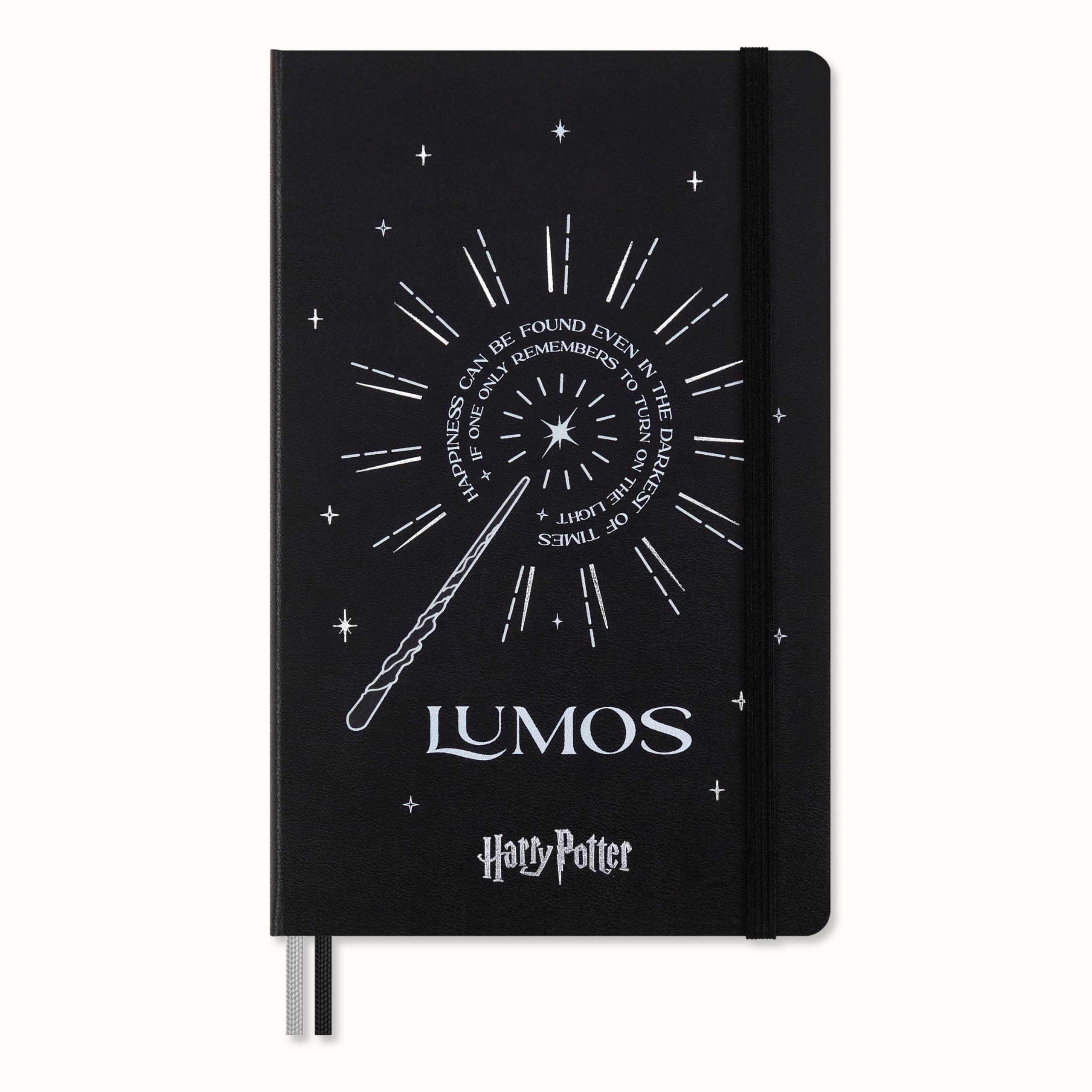 Moleskine Wizarding World Harry Potter Spells Collection Lumos Notebook, Ruled Notebook with Phosphorescent Hardcover and Custom Endpapers, Large Size 13 x 21 cm