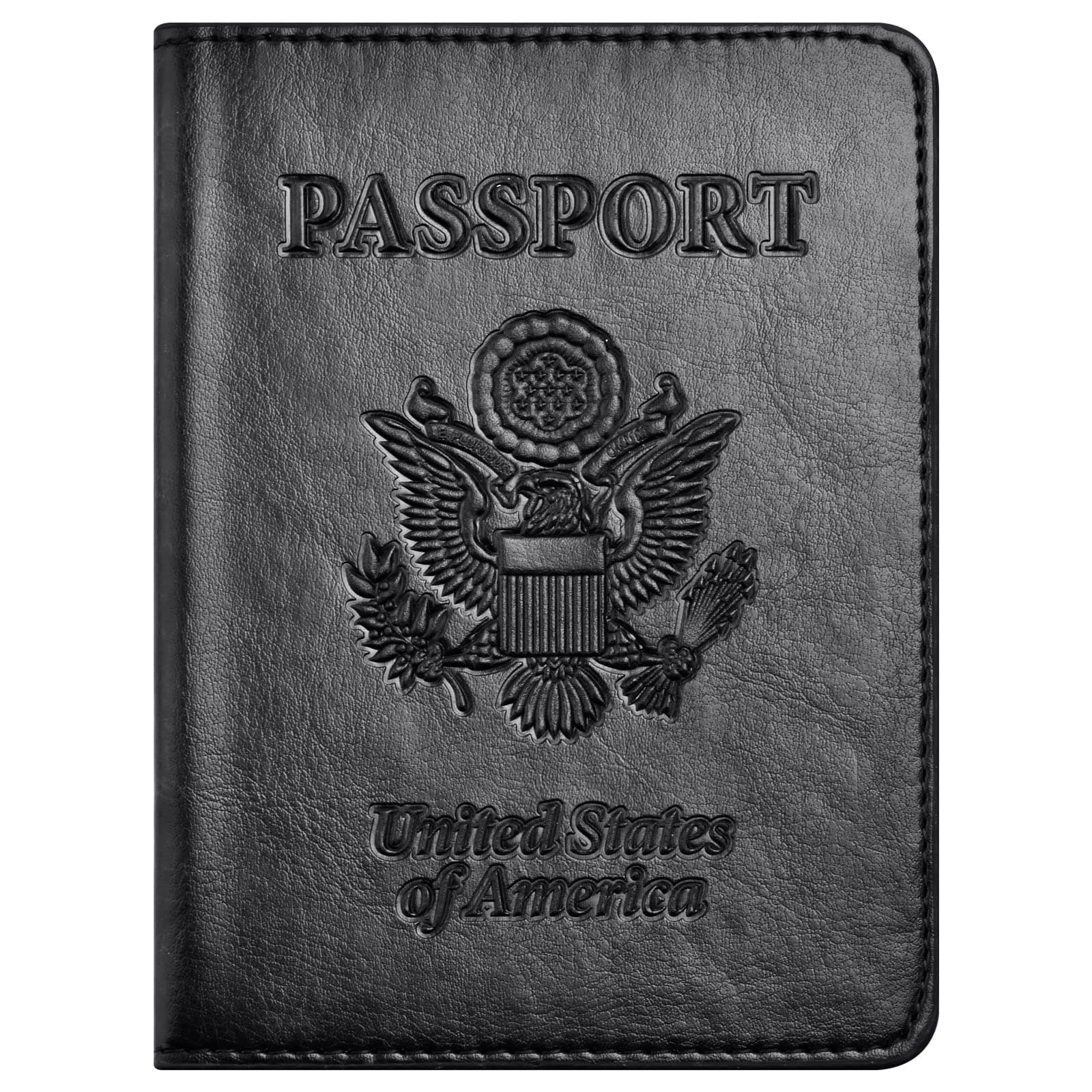 Eoehro Passport and Vaccine Card Holder Combo, Faux Leather, Compact, Lightweight, Waterproof, AA-Black