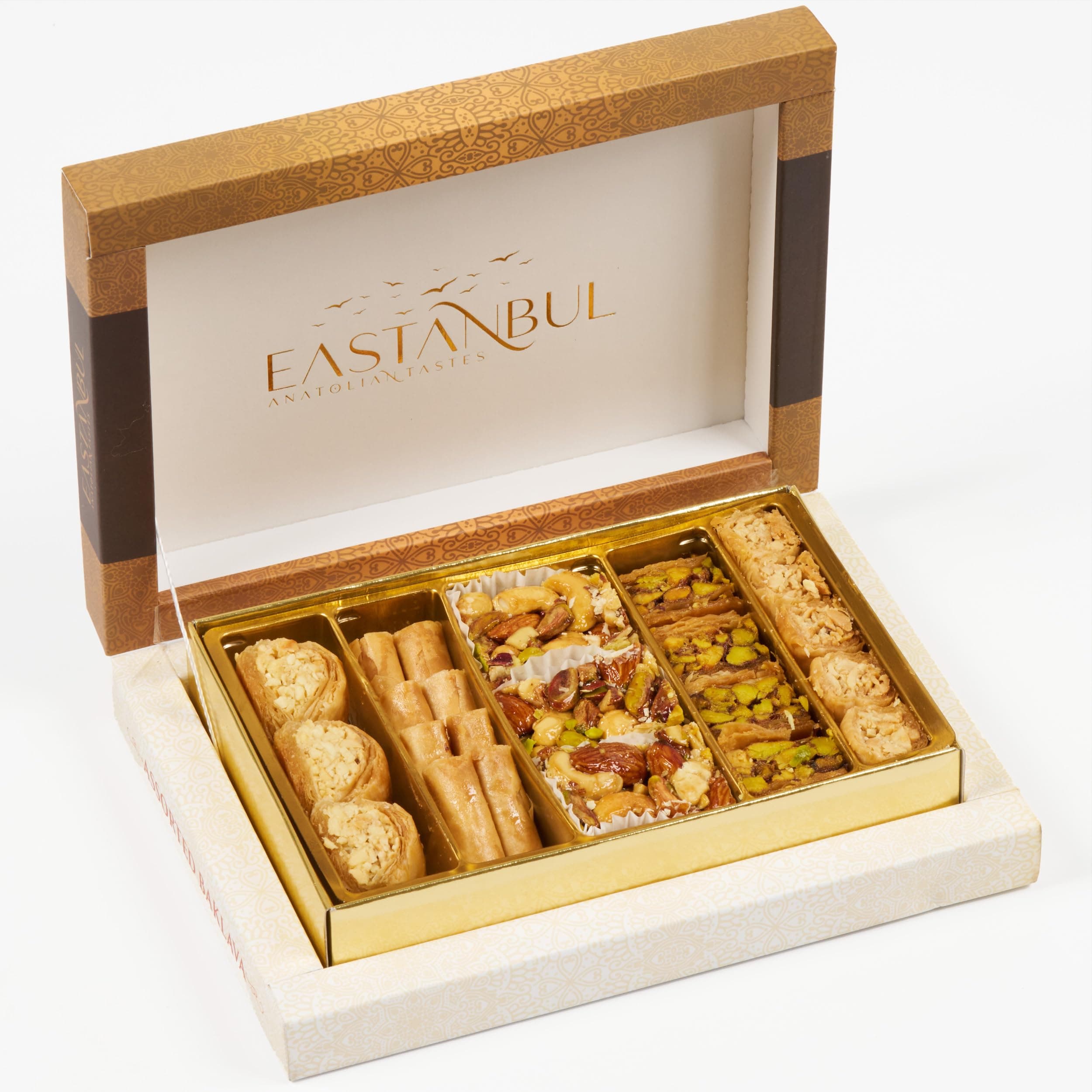 Eastanbul Baklava, 8.8oz, Baklava Pastry, Pistachio Gift Box, Middle Eastern Sweets, Turkish Desserts, Pistachio & Cashew Rich Pastry, Dulces Arabes, Arabic Sweets, Turkish Gifts