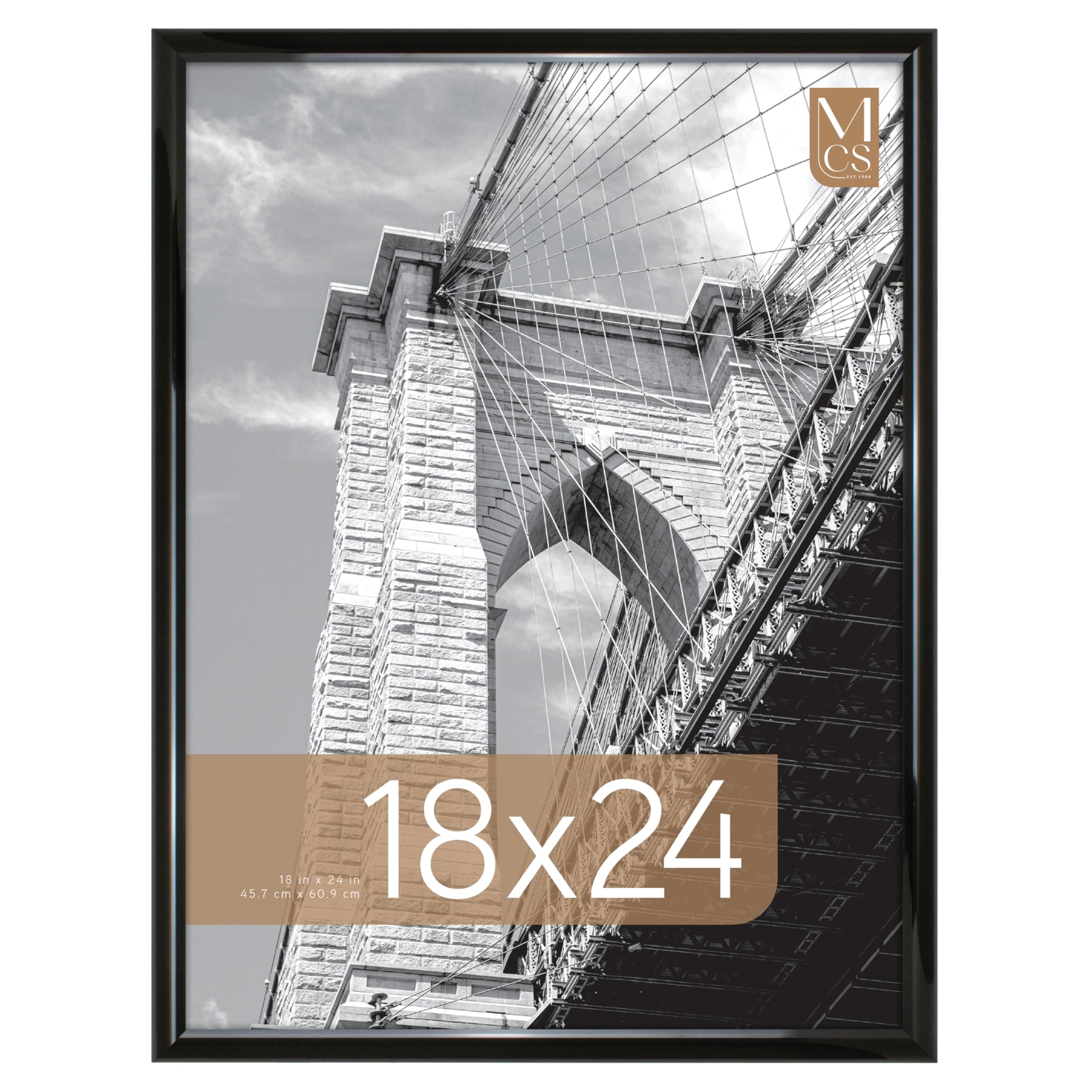 MCS Trendsetter 18x24 Poster Frame Black High-Gloss, Vertical & Horizontal Wall Hanging Large Picture Frame for Photos, Posters & Art Prints (1-Pack)