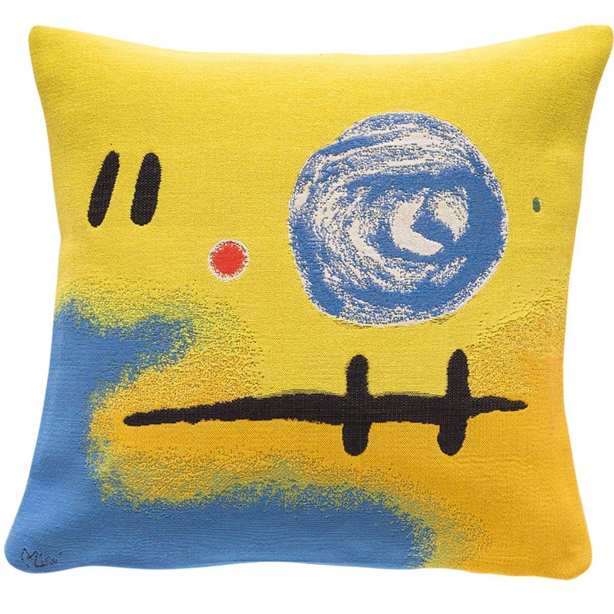 Jules Pansu - Premium European Throw Pillowcases in Jacquard Weave - Miro "2+5=7" (1965) - 17 3/4 x 17 3/4 Inches - Invisible Zipper Opening - Version1