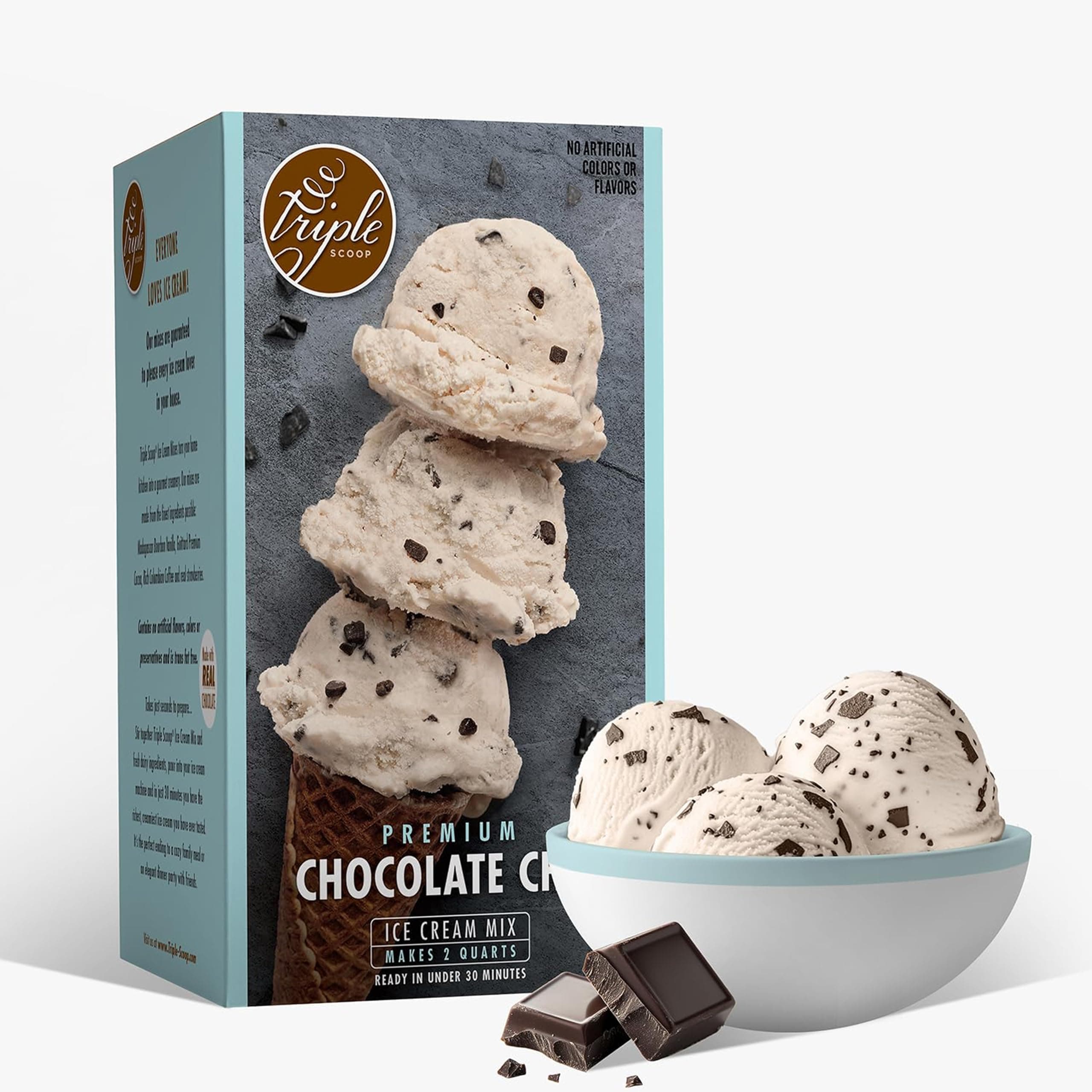 Premium Vanilla Choc Chip Ice Cream Mix For Ice Cream Maker. Simple, Easy, Delicious. From Gourmet Mix To Maker in 5 Min, Makes 2 Creamy Quarts, Made in USA (1 Pack, Van Choc)