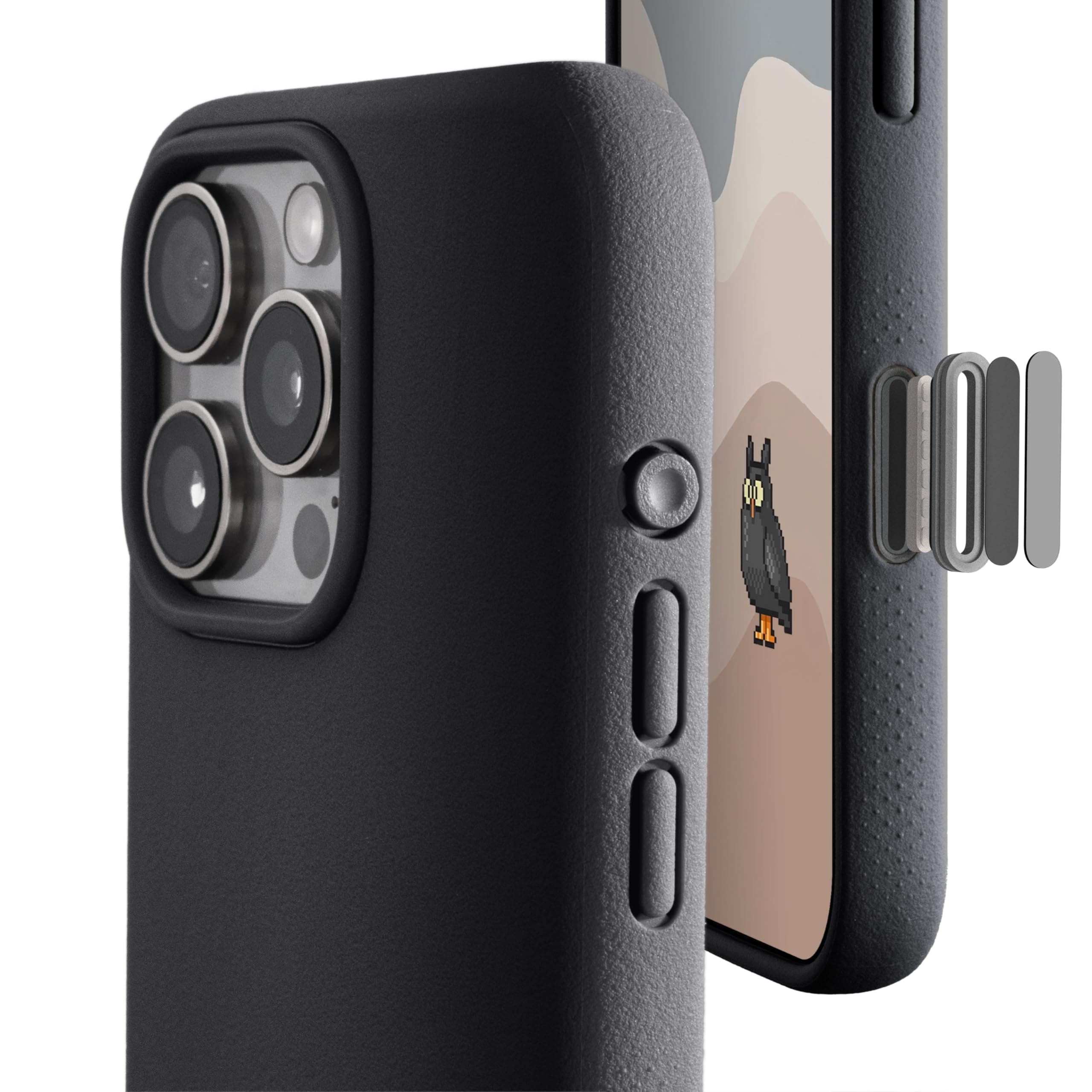TineeOwl for iPhone 16 Pro Max Magnetic Case, Camera Control Button, Compatible with MagSafe, TPU, Minimalist, Slim/Thin, Grippy - Dune Series (Almost Black, iPhone 16 Pro Max)