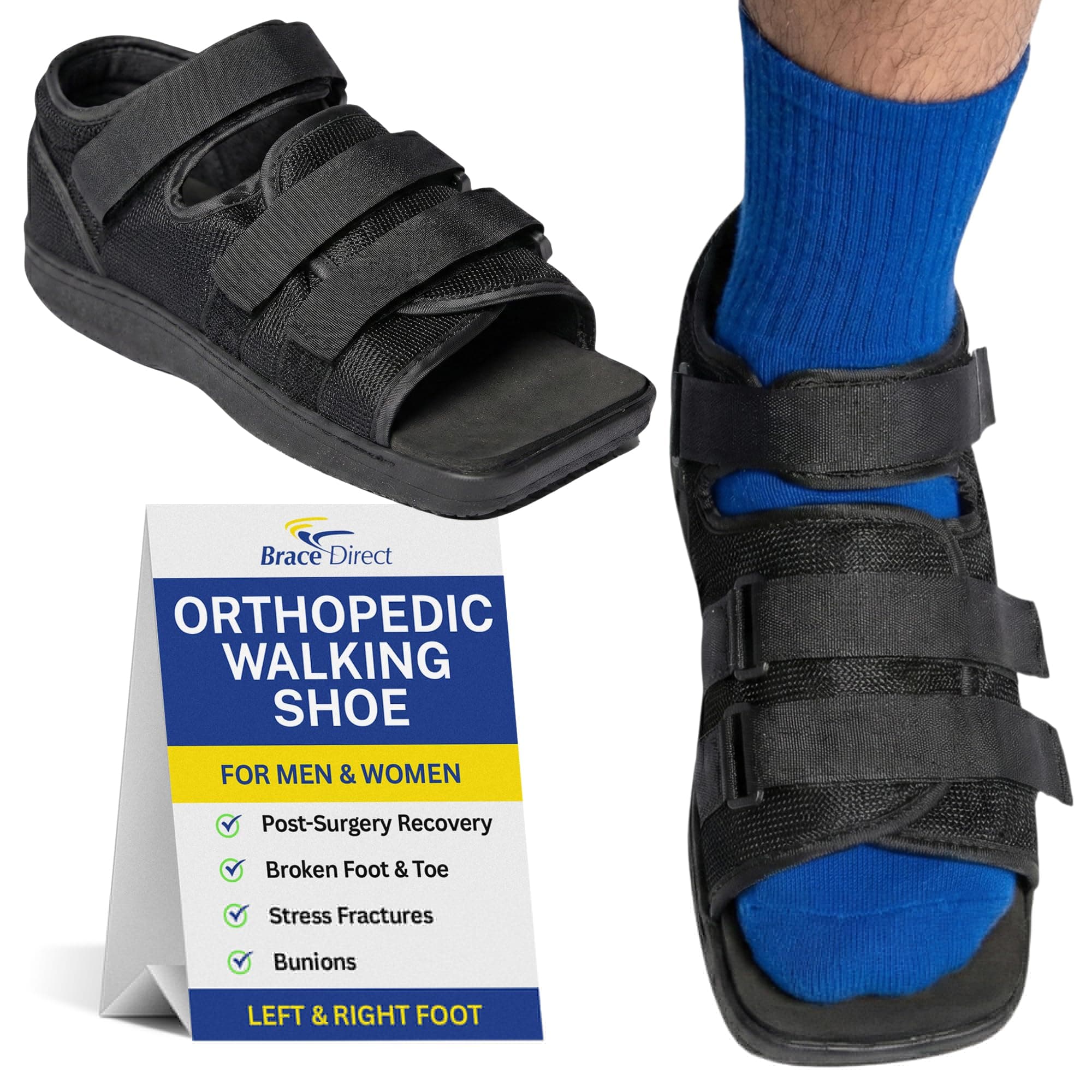 Brace Direct Post Op Shoe & Medical Foot Brace – Stress Fracture, Broken Toe & Bunion Support L3260 – Orthopedic Walking Immobilizer for Left or Right Foot (MD - MENS US SHOE: 9.5-11)
