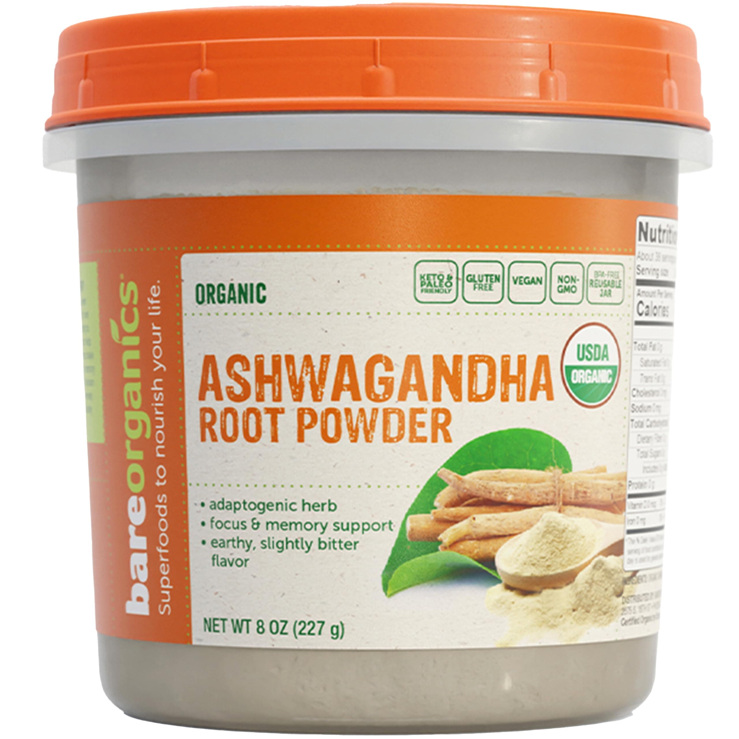 BAREORGANICS Ashwagandha Root Powder, 8 Ounce