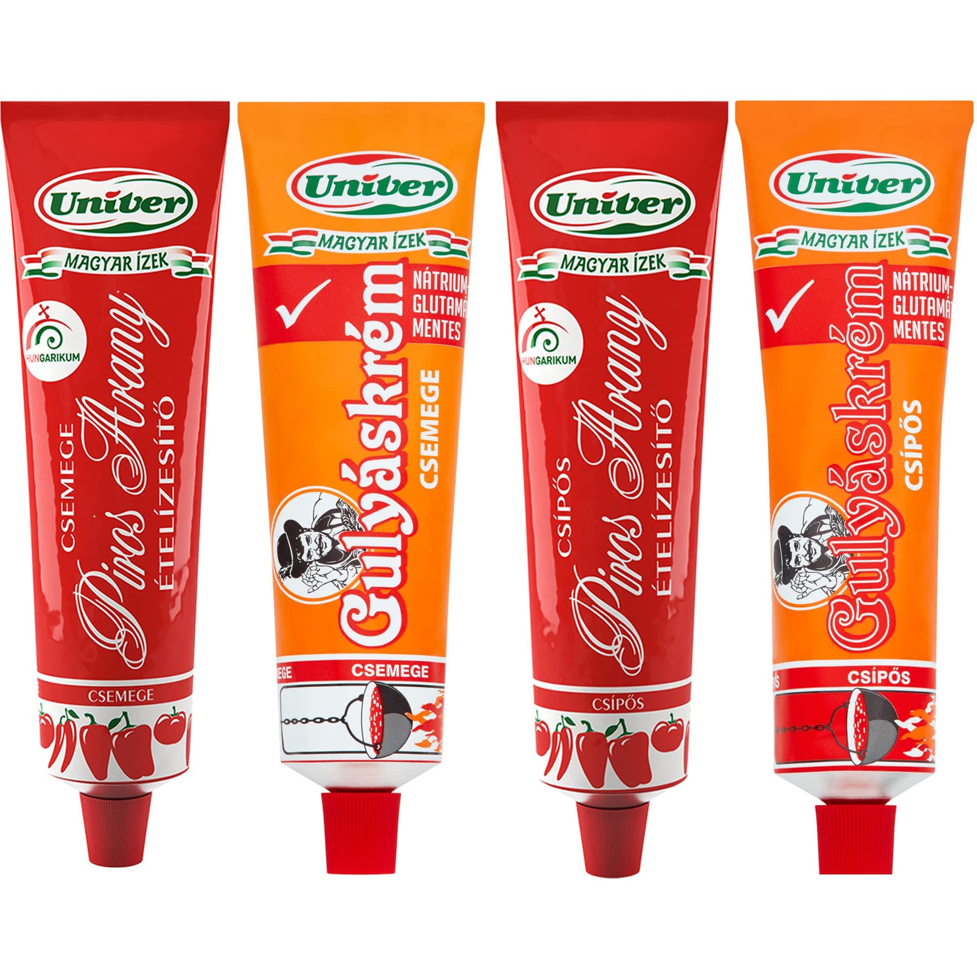 Univer Piros Arany (Sweet + Hot) and Goulash Paste (Sweet + Hot) (4x160g)