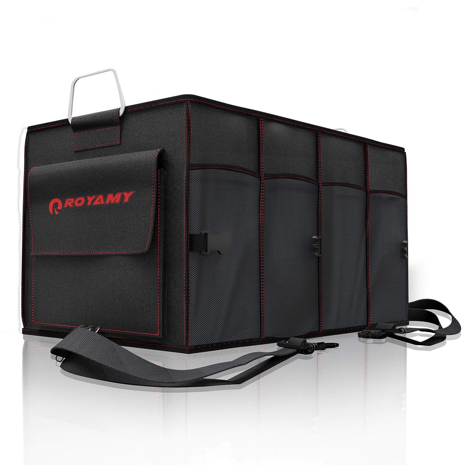 ROYAMY Car Trunk Organizer with Straps - Collapsible Cargo Storage Organizer for Car (Black)
