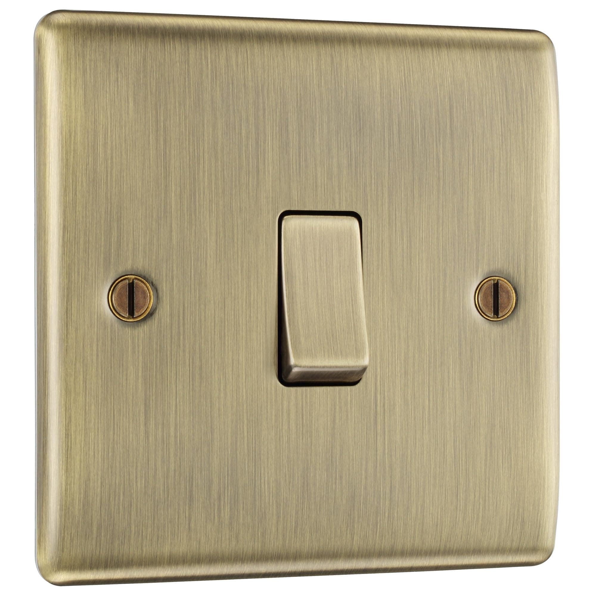 BG Electrical nab12 Single Light Switch, Antique Brass, 2-Way, 10AX