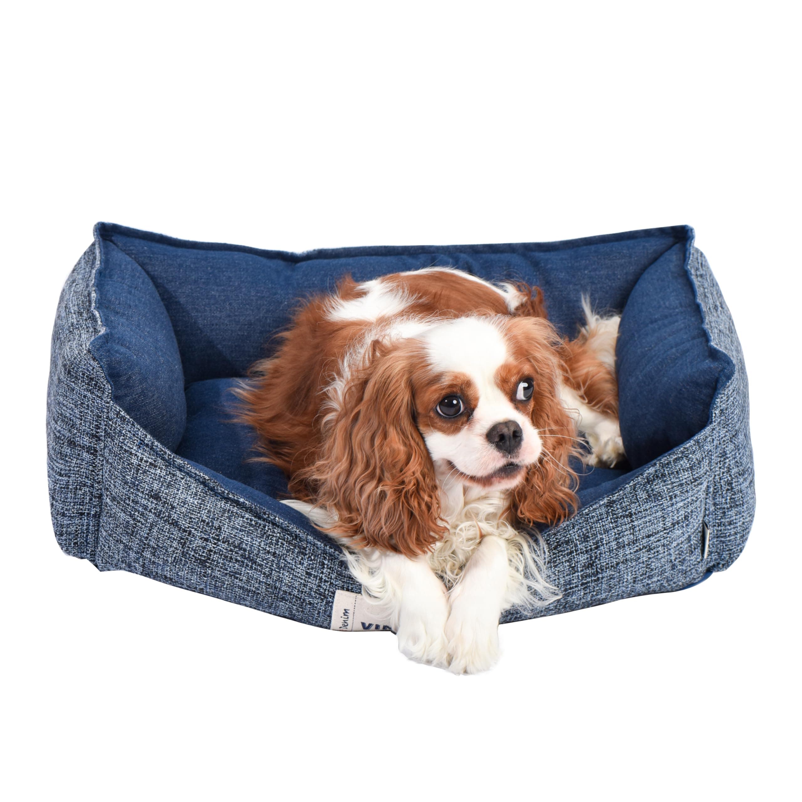 FluffyDreamDog Bed for Small Dog, Super Soft Pet Bed Furniture, Suitable for Dogs Up to 30lbs, 24'' x 20'', Dark Blue