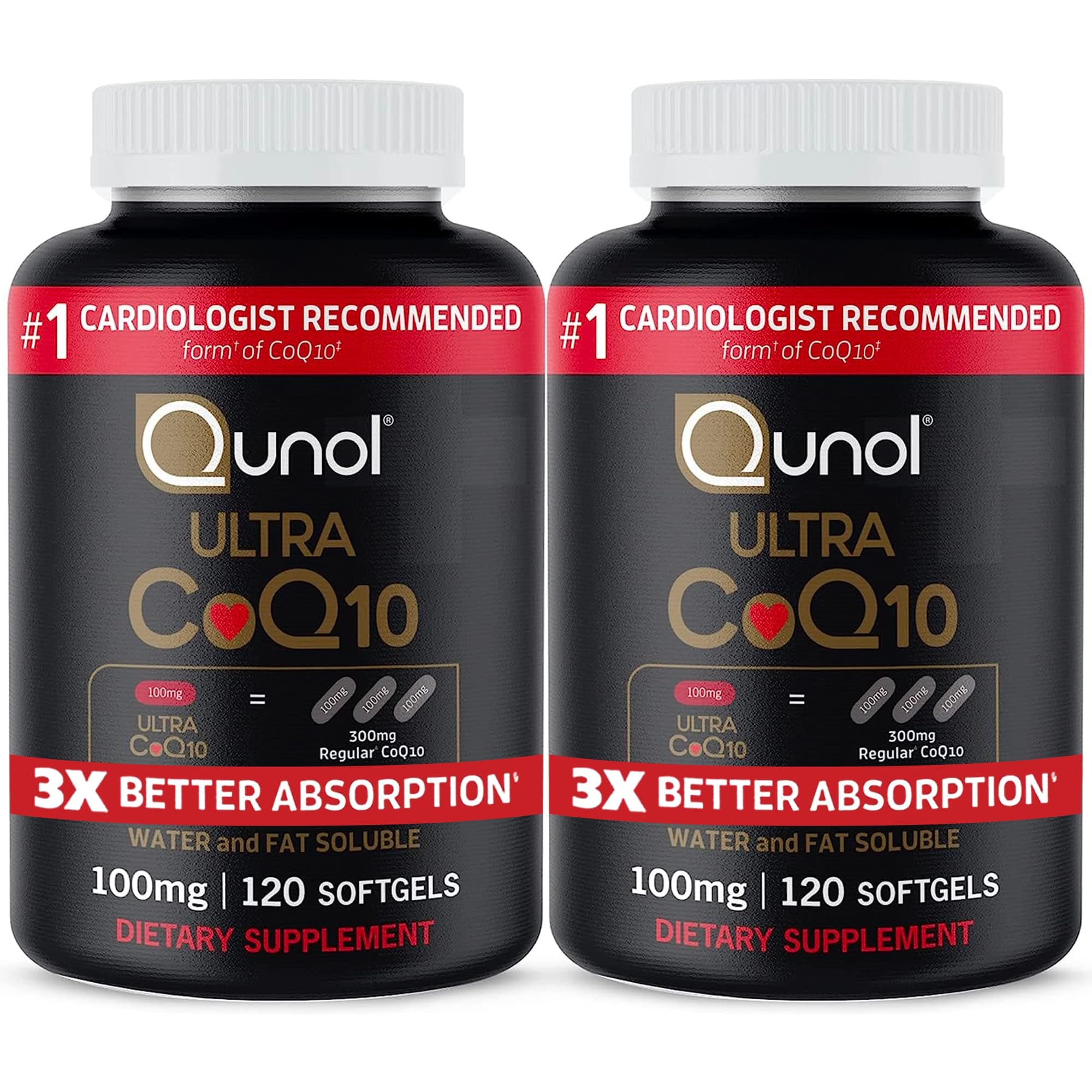 Ultra CoQ10 100mg, 3x Better Absorption, Patented Water and Fat Soluble Natural Supplement Form of Coenzyme Q10, Antioxidant for Heart Health, 240 Count Softgels