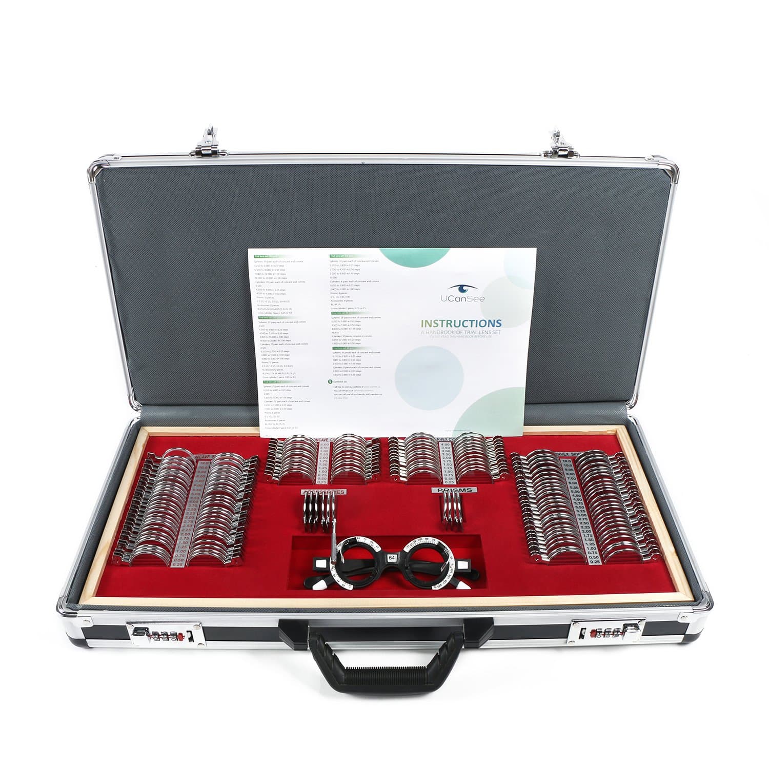 UCanSee HQ 158 Trial Lens Set Metal Rim Wood Frame Aluminum Box