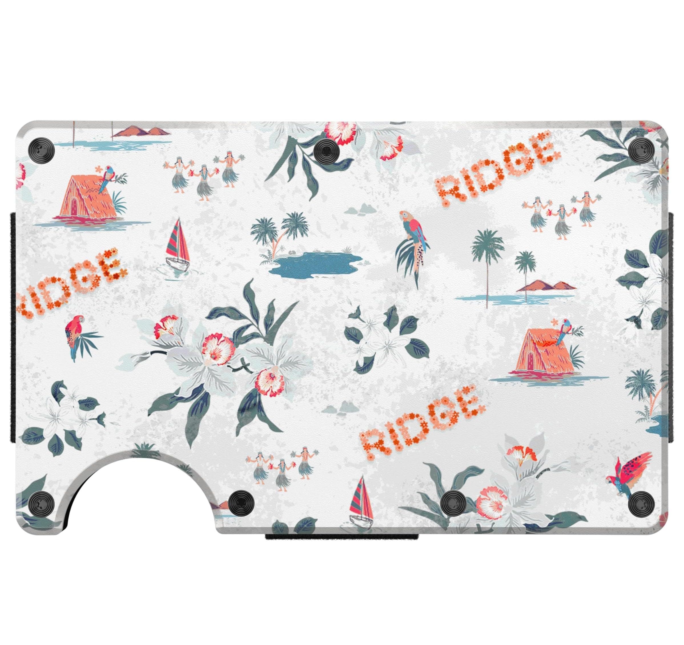 Ridge Wallet for Men - Slim Minimalist Compact Wallet and Card Holder, RFID Protected Front Pocket Wallets for Men with Integrated Cash Strap (Aloha)