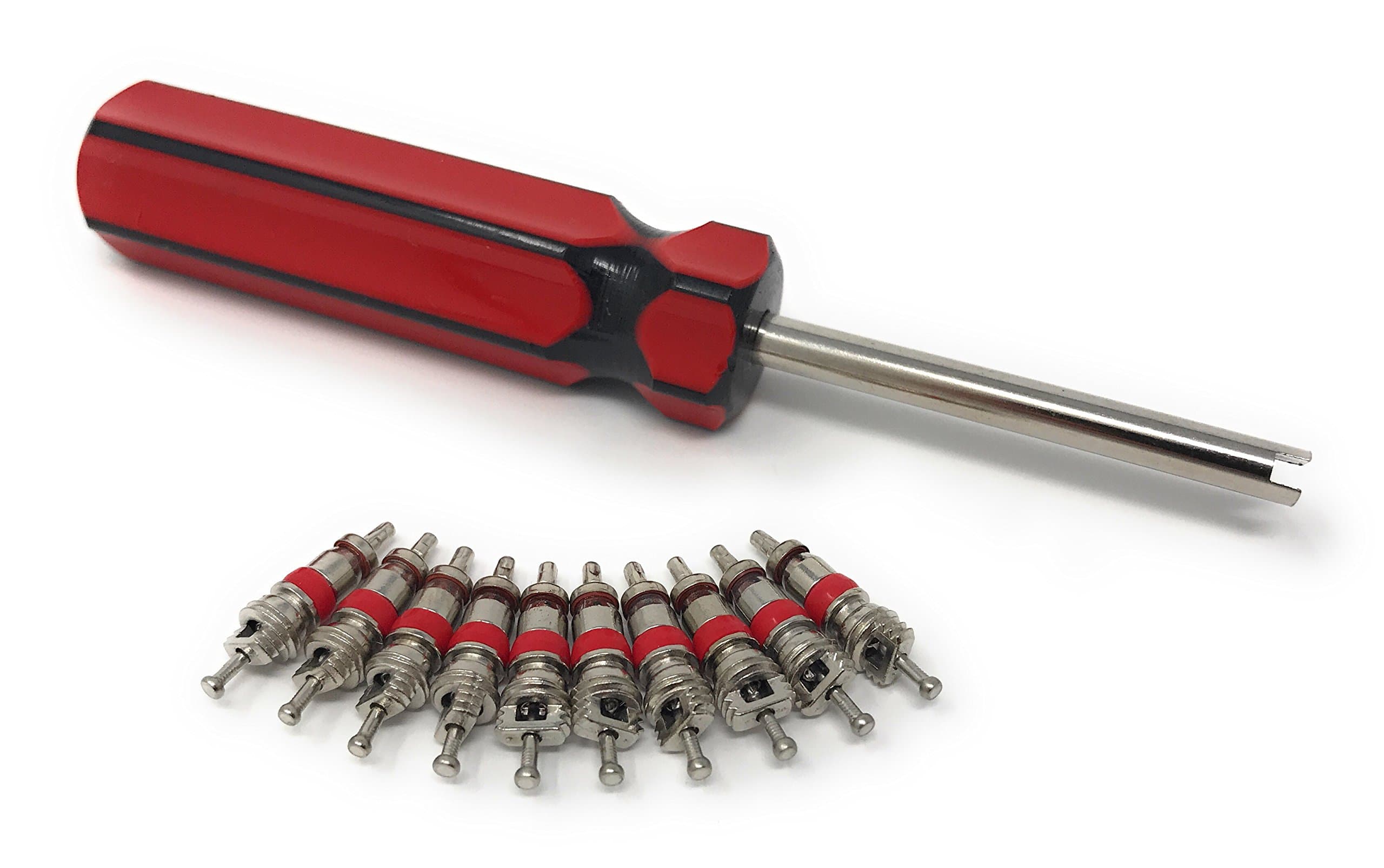 SPHAccessories Tyre Valve Core Insert 10 pcs With Remover Tool Schrader Car Bike Motorcycle