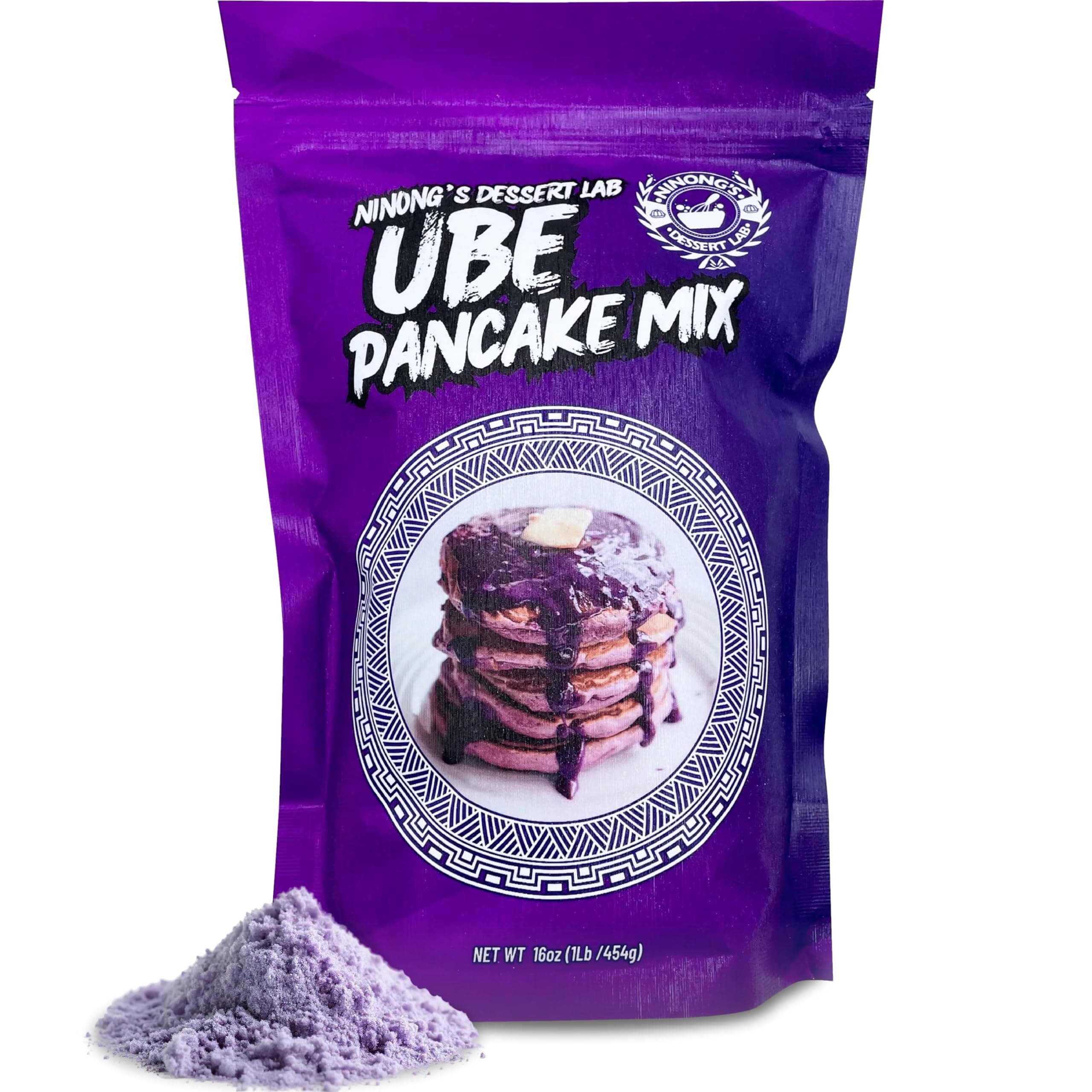 Ninong's Dessert Lab Ube Pancake Mix, Ube Flavored Buttermilk Pancake Mix with Real Ube, Makes Ube Cakes, Waffles, Crepes and more, Just Add Water (1 Pound)